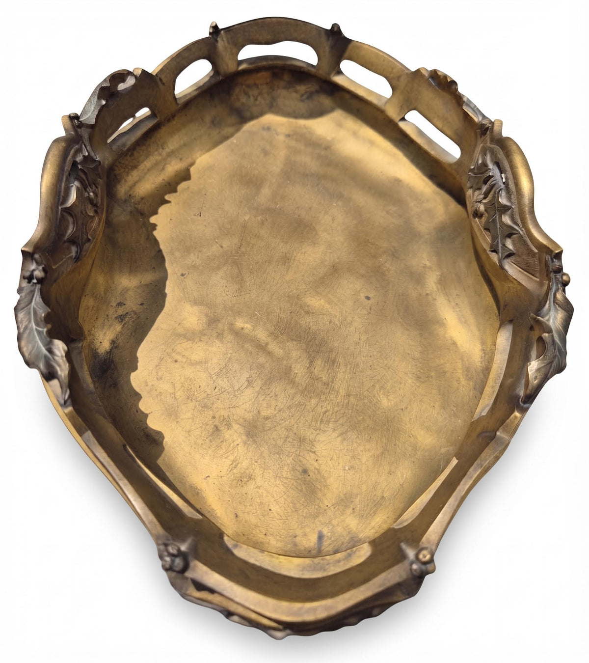 Antique French Art Nouveau Bronze Jardinière, Holly Model, Signed E. Gros — France, Late 19th Century