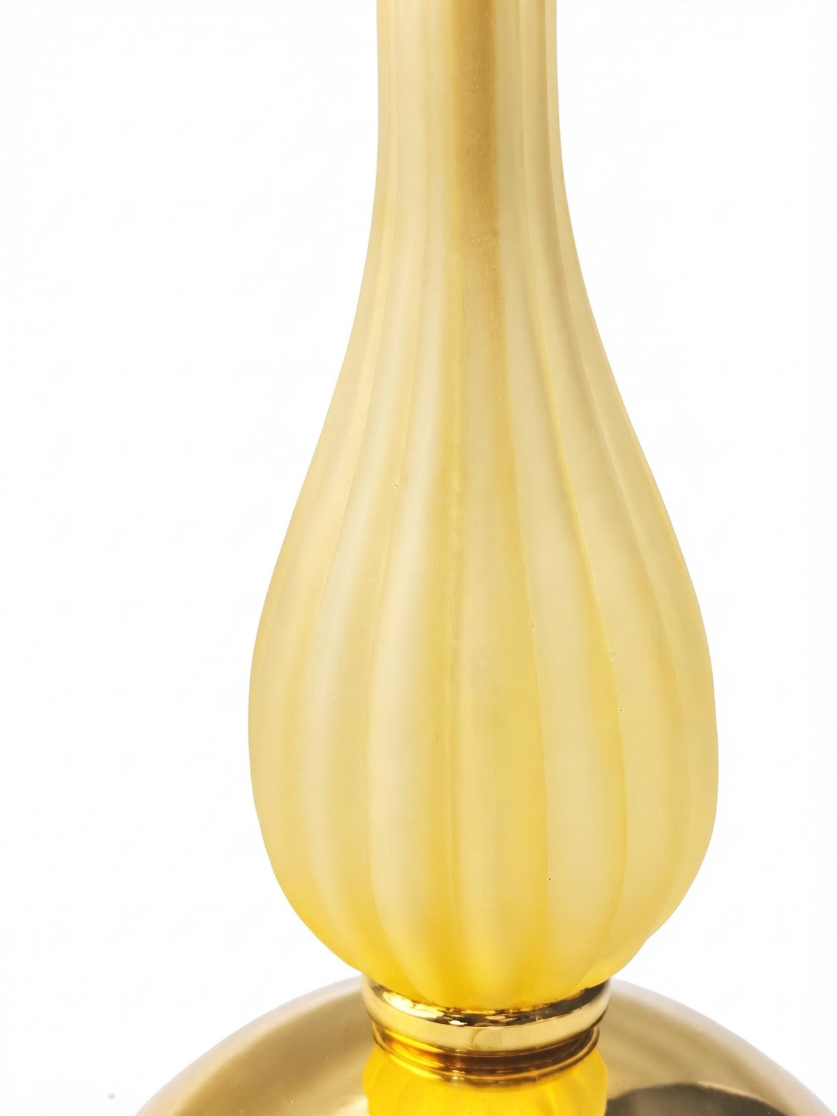 Vintage Italian Yellow Glass and Brass Table Lamp, Murano Style — Italy, circa 1970