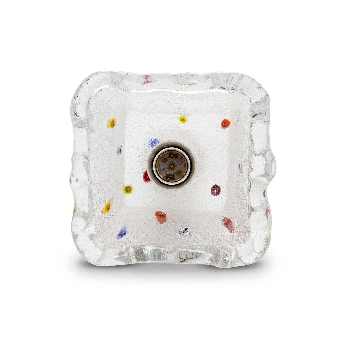 Murano Glass Table Lamp, Pulegoso Glass Shade with Millefiori on Chrome Stem — Italian, 1970s