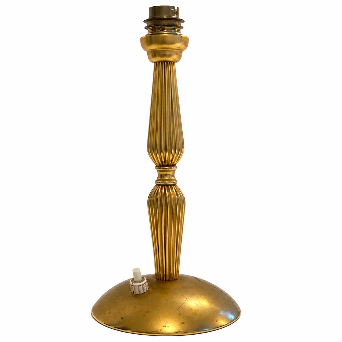 Gilt Metal Lamp Base, Fluted Baluster Column, Mid-Century Table Lamp Base
