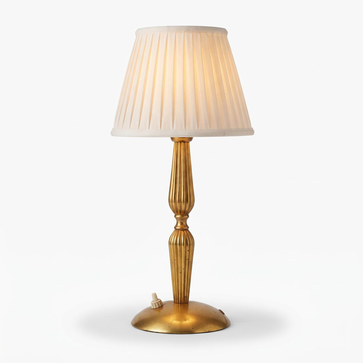 Gilt Metal Lamp Base, Fluted Baluster Column, Mid-Century Table Lamp Base
