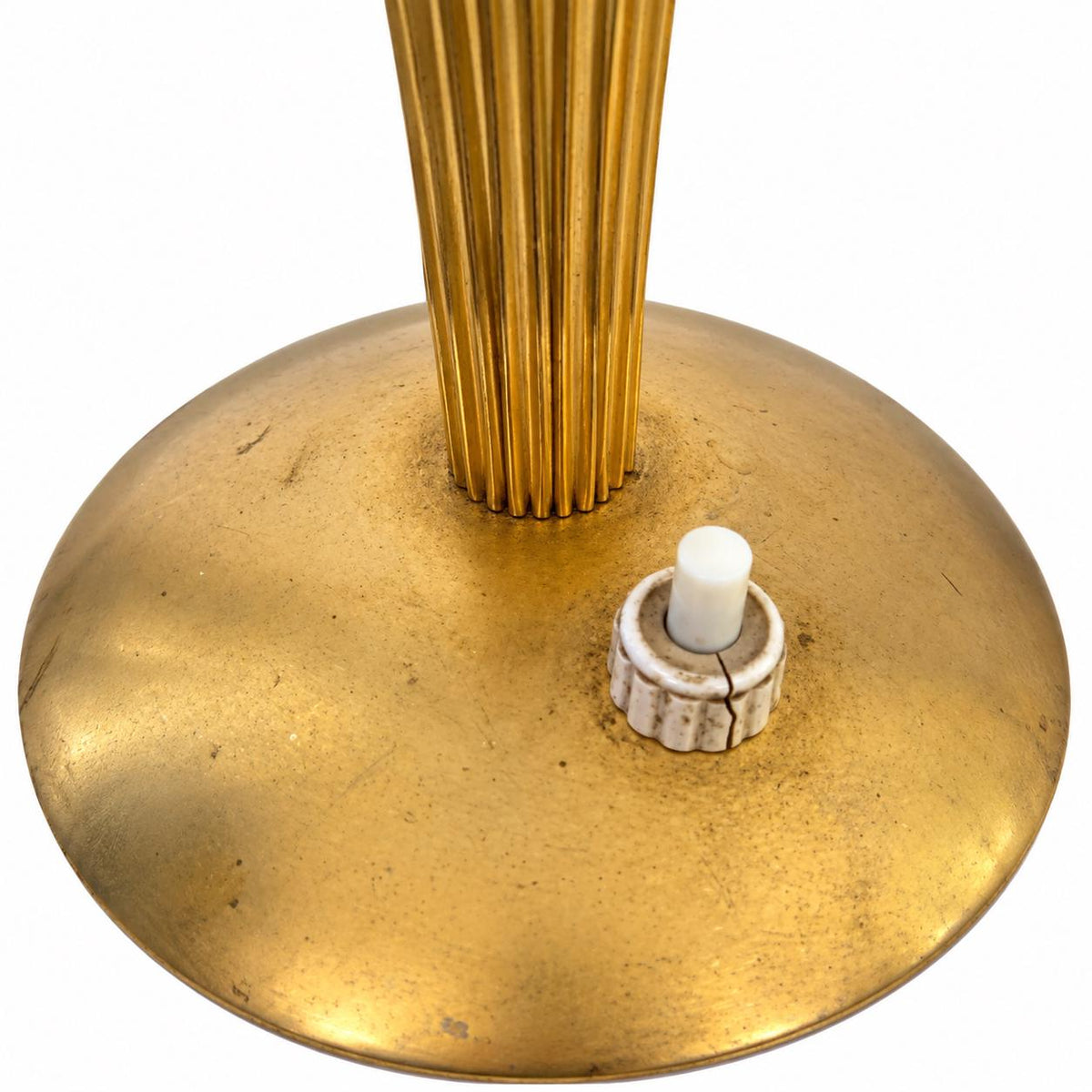Gilt Metal Lamp Base, Fluted Baluster Column, Mid-Century Table Lamp Base