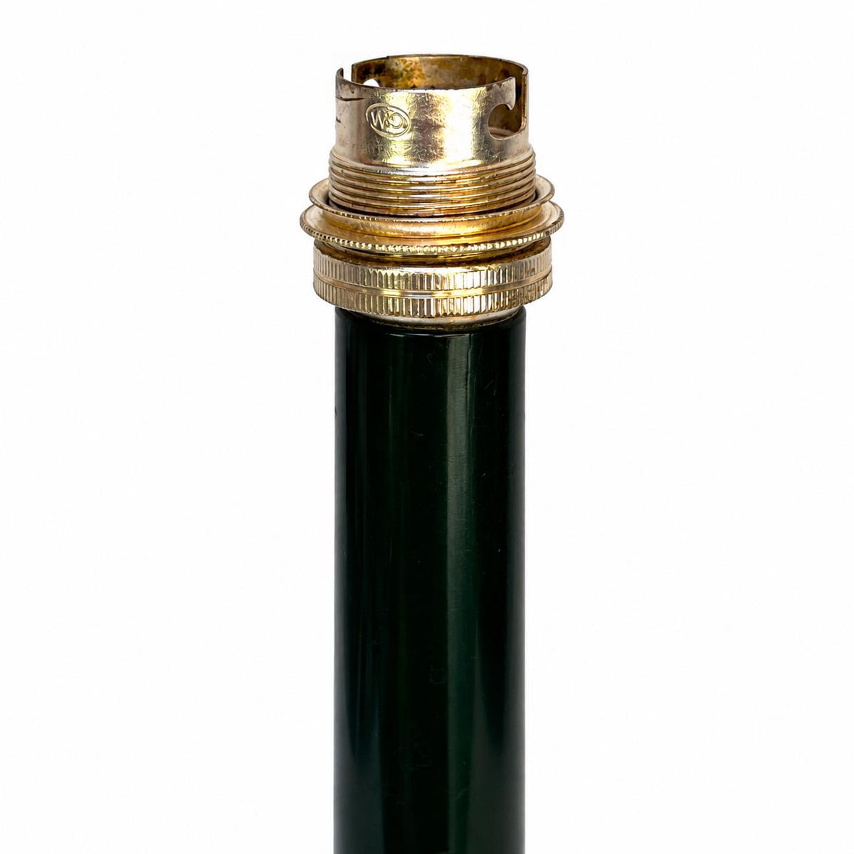 Silvered Metal Candlestick-Form Table Lamp, Scrolled Handle, Beaded and Gadrooned Detail