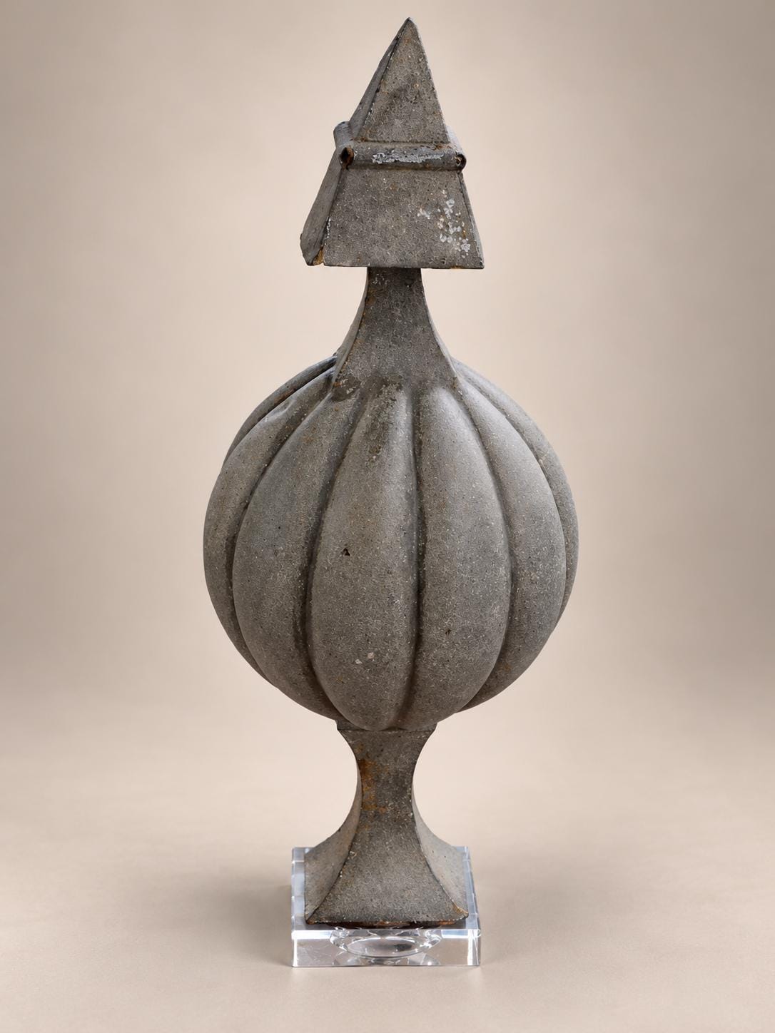 French Vintage Architectural Zinc Roof Finial Converted Table Lamp