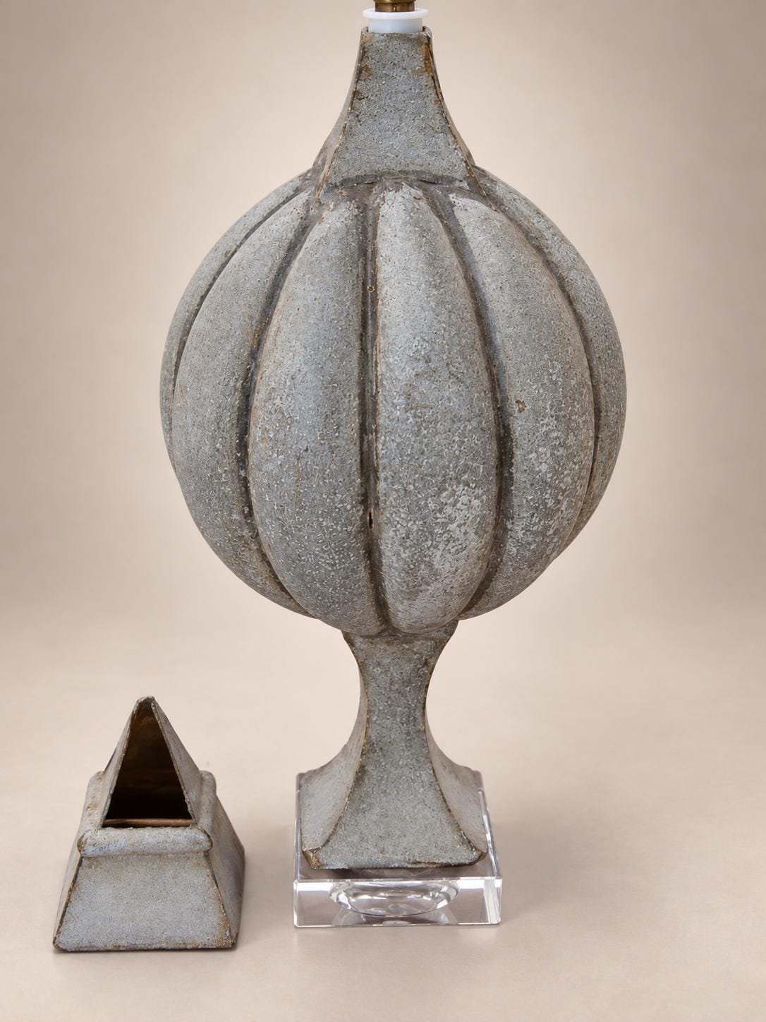 French Vintage Architectural Zinc Roof Finial Converted Table Lamp