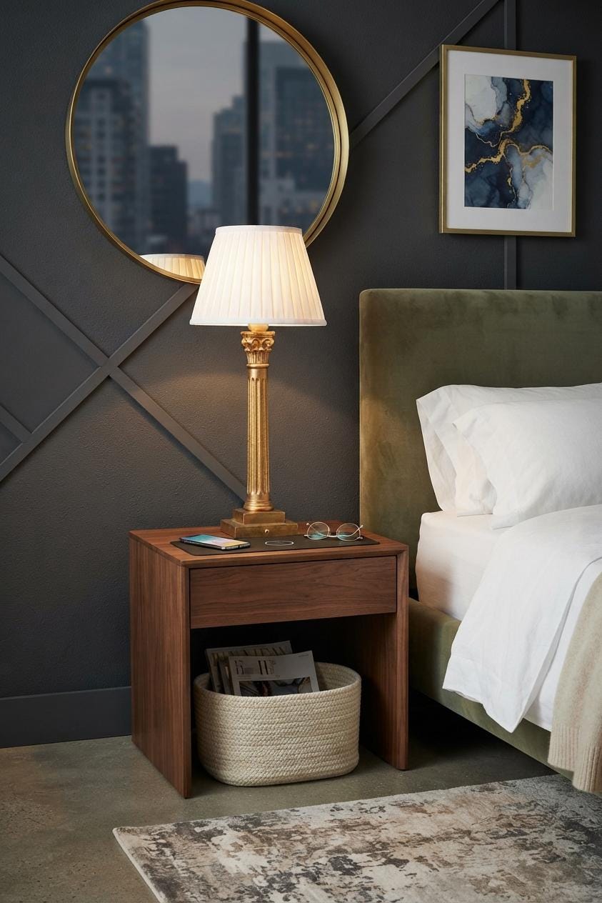 Vintage Italian Neoclassical Style Gilt Wood Column Table Lamp