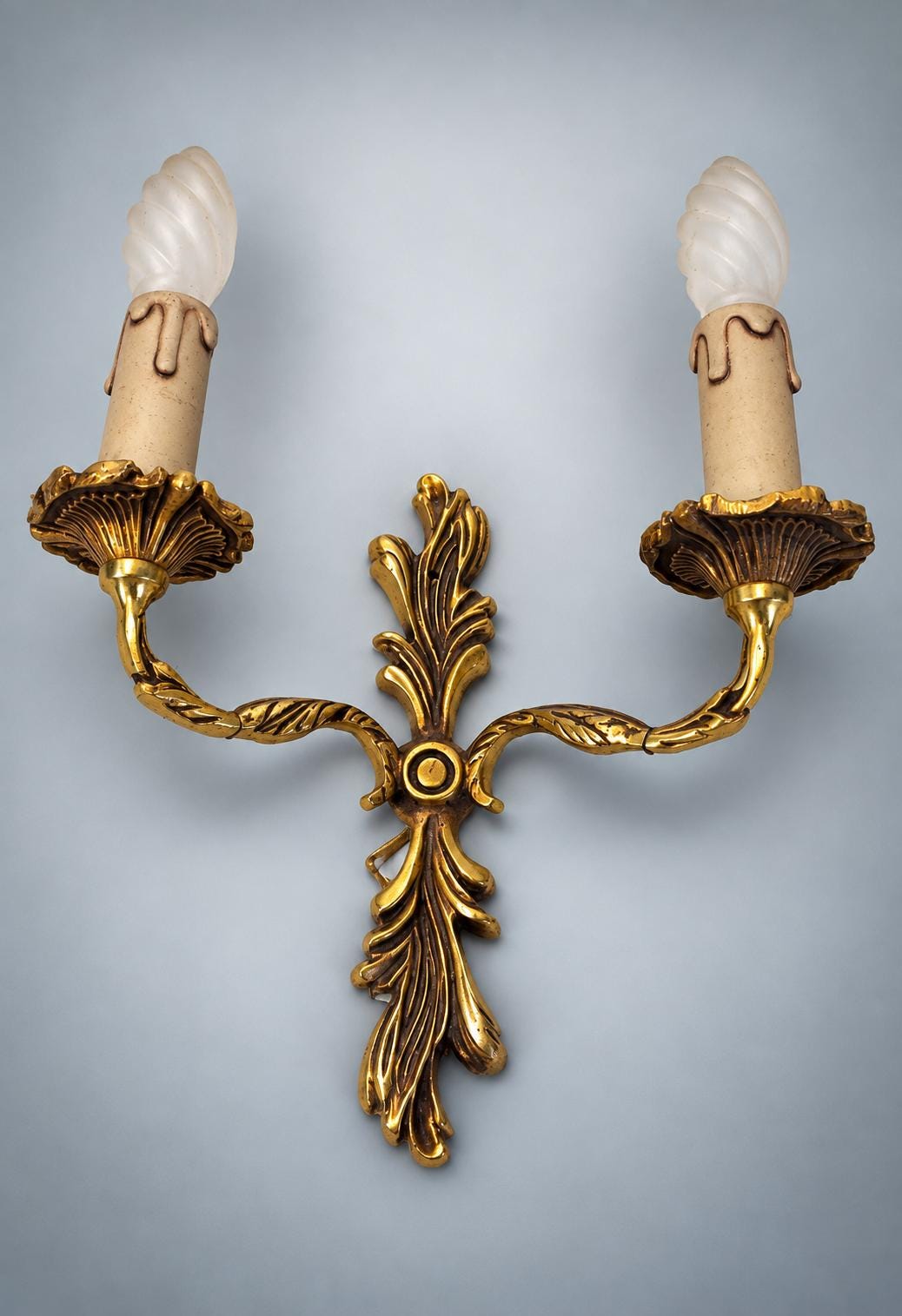 Pair of French Gilt Bronze Wall Sconces, Louis XV Style — France, Vintage