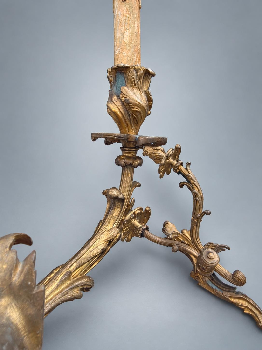 Pair of French Gilt Bronze Two-Arm Wall Sconces, Louis XV Rocaille — France, Early 20th Century