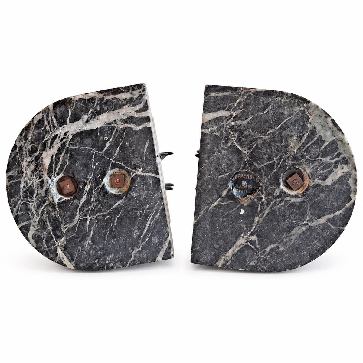 Rooster Bookends Pair, Carlos Van Dionant Signed Bronze Cockerels on Green Marble — Belgian, Early 20th Century