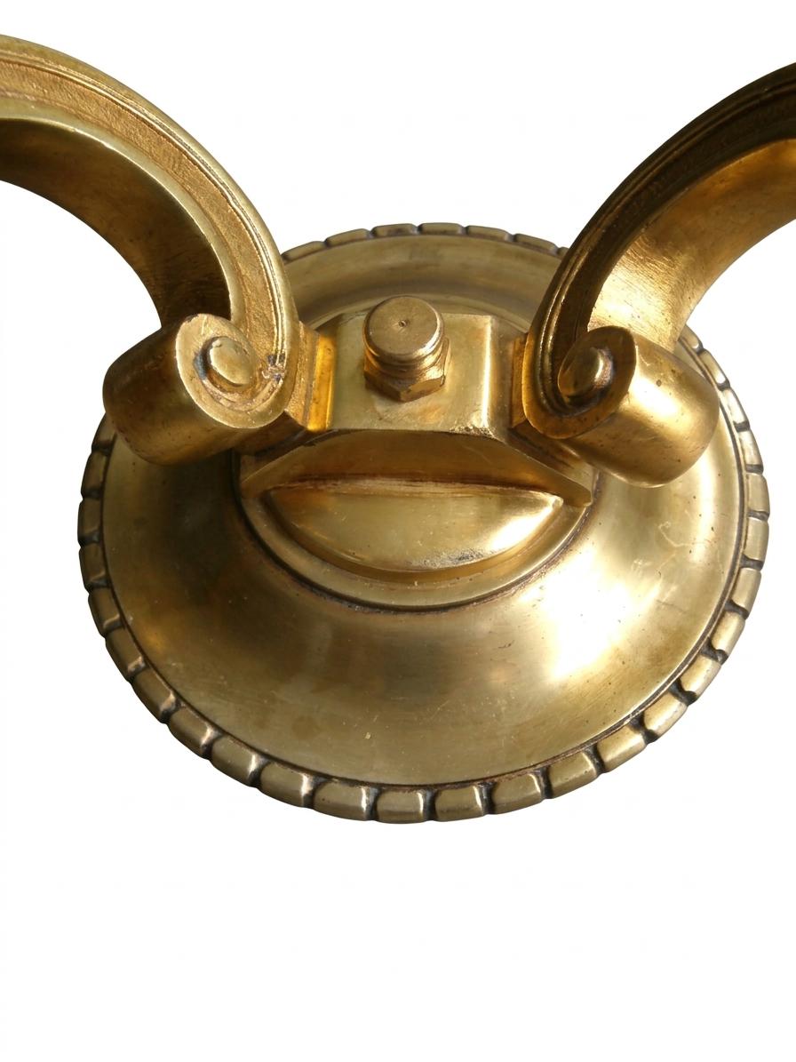 Pair of French Gilt Bronze Double Arm Wall Sconces, Mid-Century — France, circa 1950