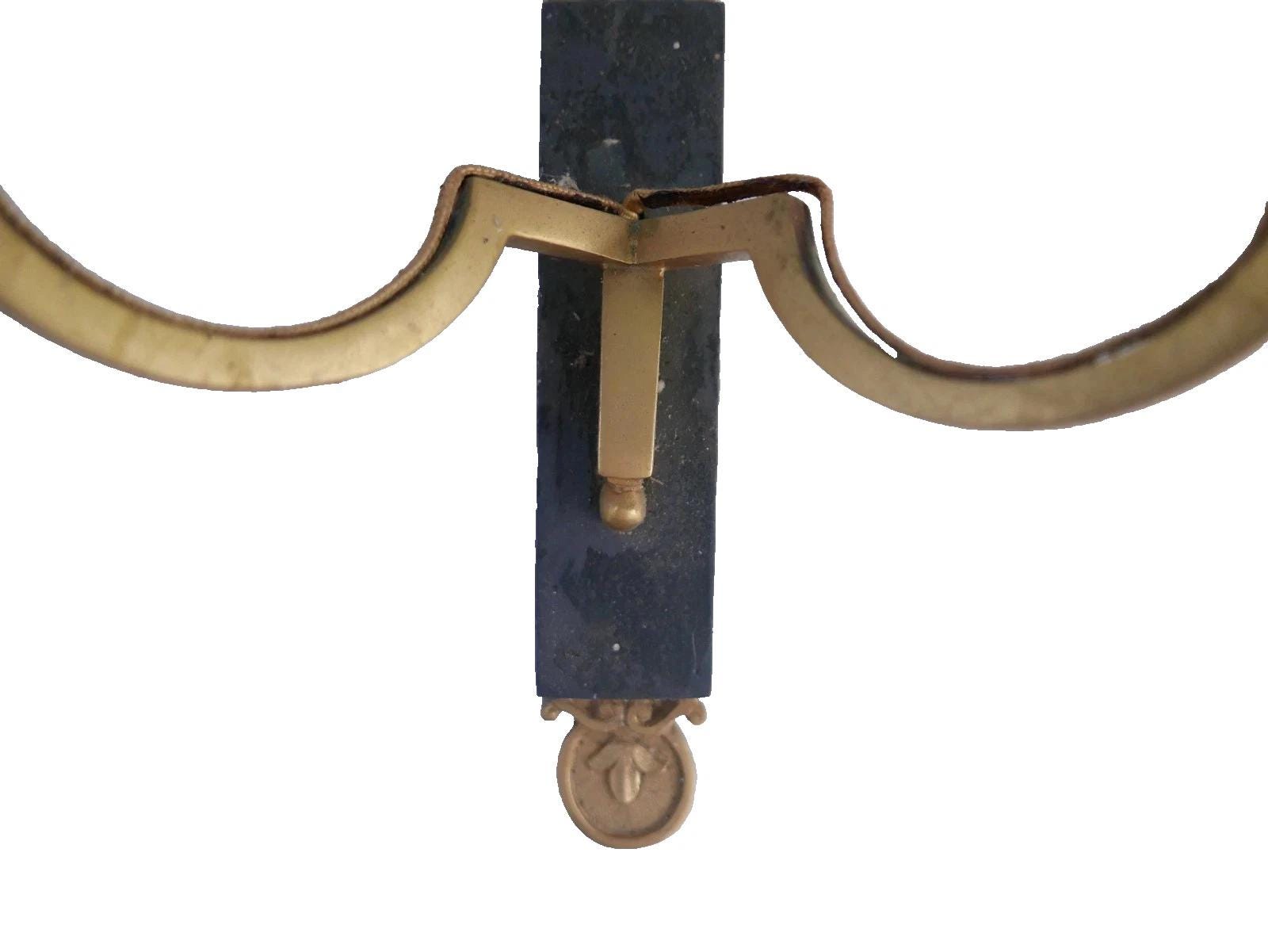 Pair of French Directoire Style Wall Sconces, Gilt Bronze and Patinated Iron — France, circa 1960