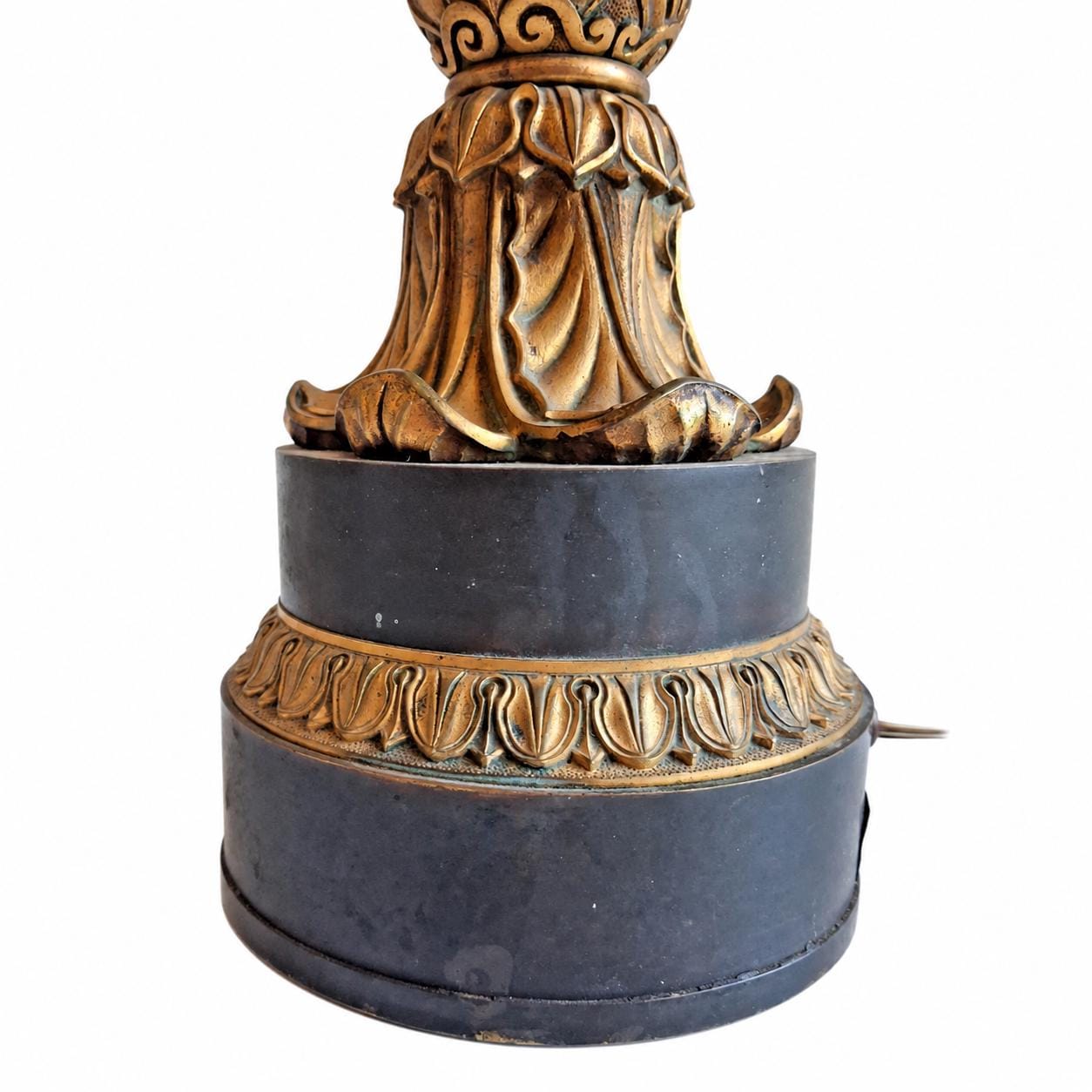Antique French Bronze Column Table Lamp, Garnier Paris, Restauration Period — France, Early 19th Century