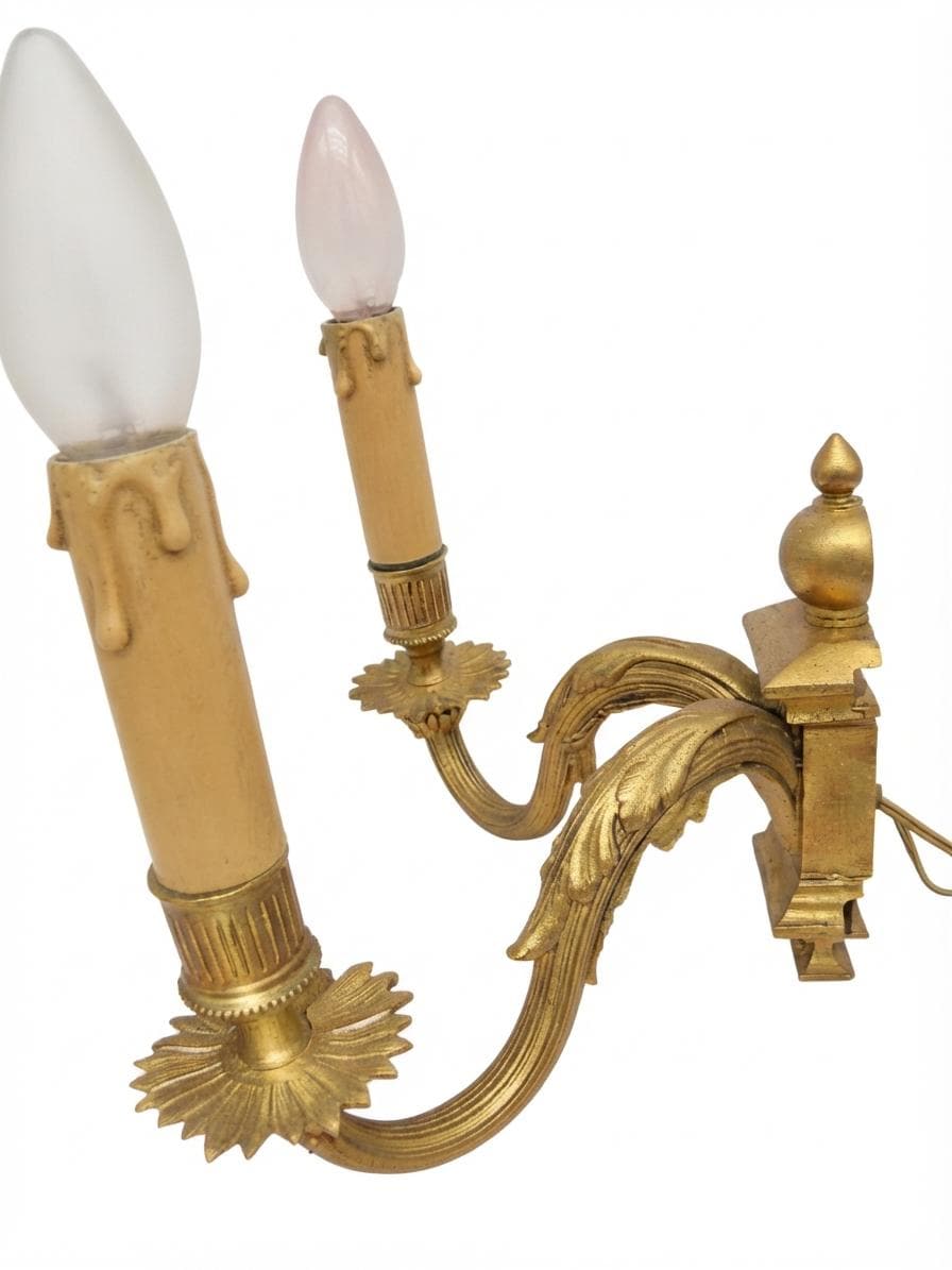 Pair of French Gilt Bronze Double Arm Wall Sconces, Louis XV Style — France, Early 20th Century