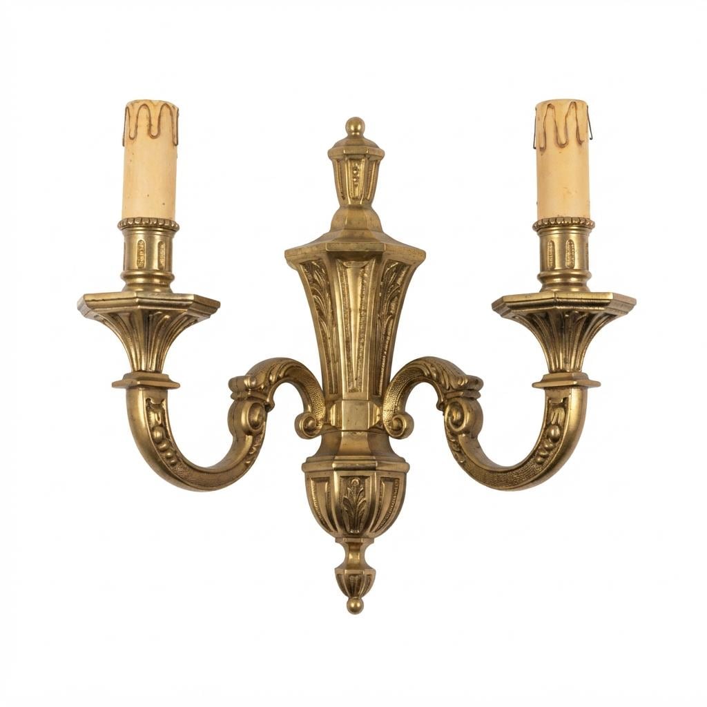 Pair of French Gilt Bronze Double Arm Wall Sconces, Neoclassical Urn Form — France, Early 20th Century