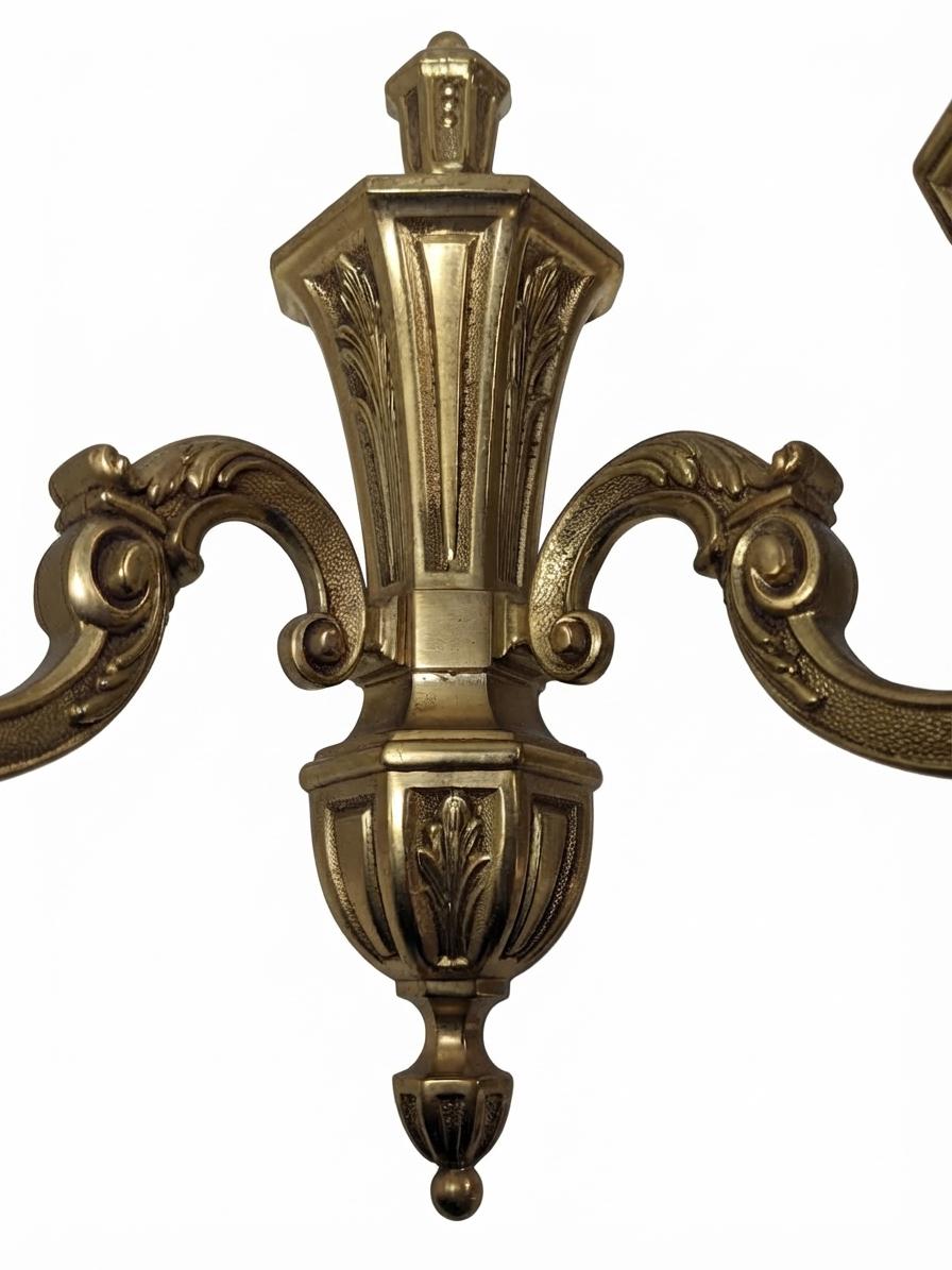 Pair of French Gilt Bronze Double Arm Wall Sconces, Neoclassical Urn Form — France, Early 20th Century