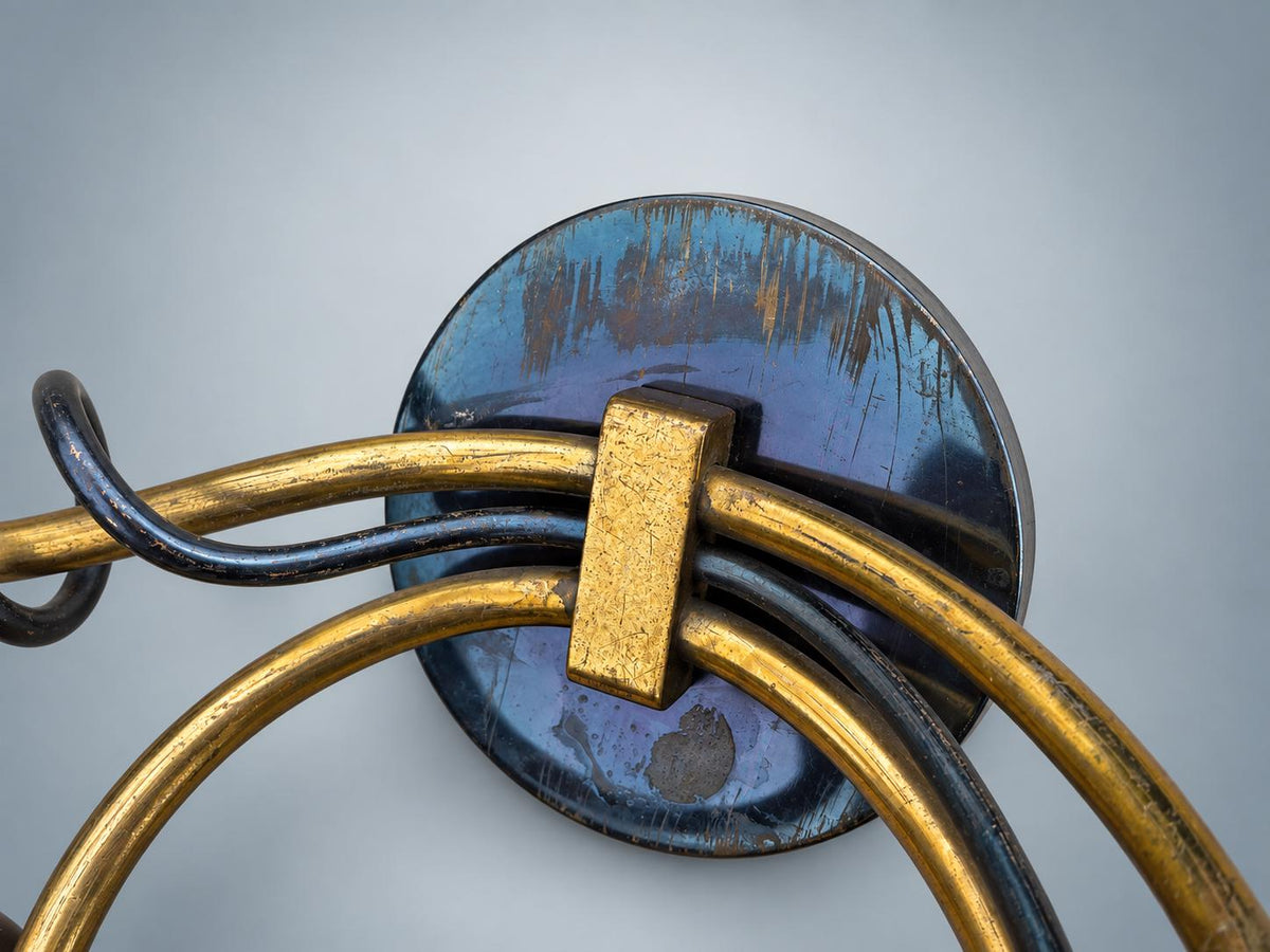Mid-Century French Style Brass Scroll Wall Sconce — Two-Arm Curled Wall Light