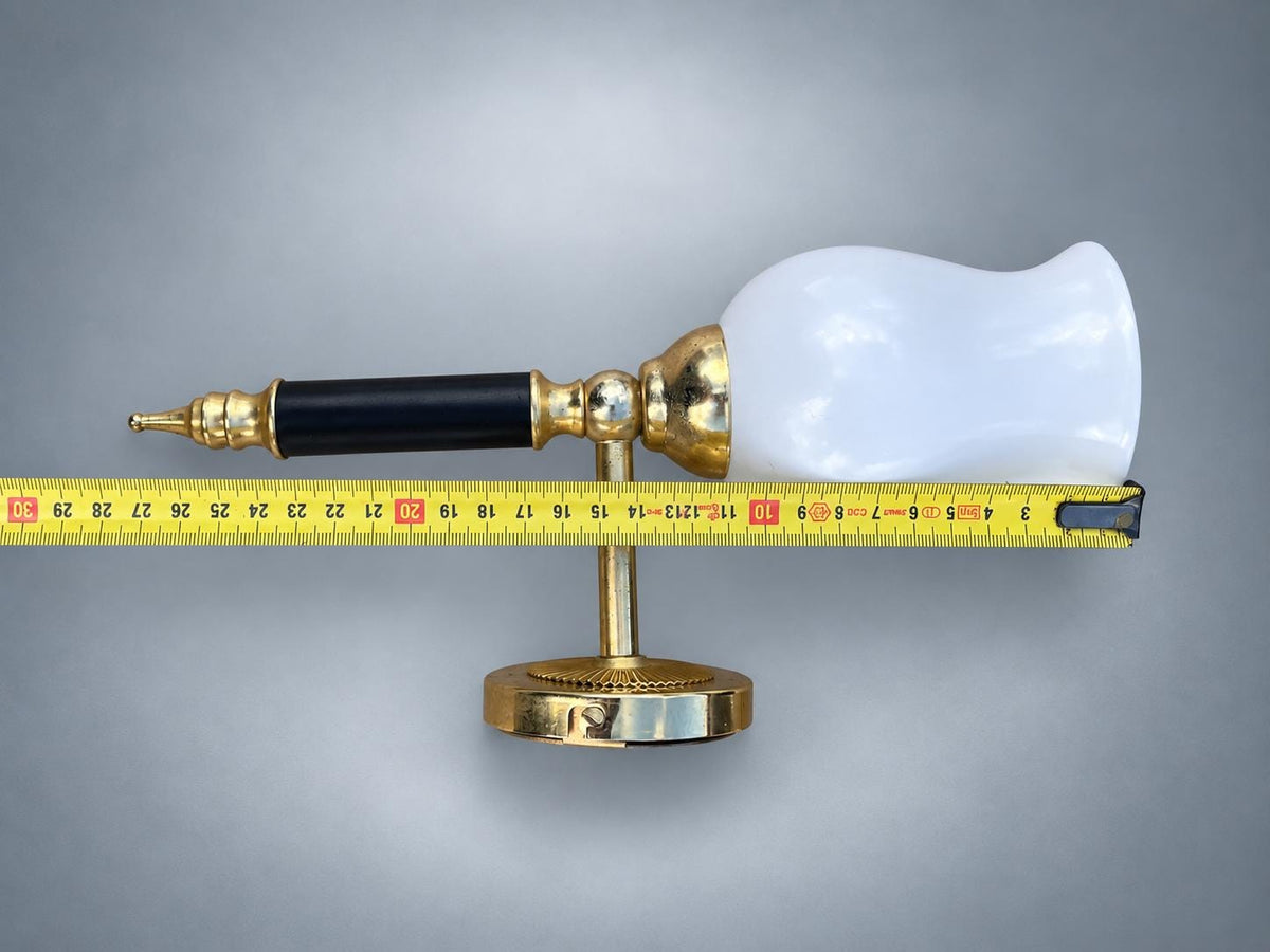 Antique French Brass Wall Sconce with Milk Glass Tulip Shade — Single-Arm Sconce with Turned Ebonised Column