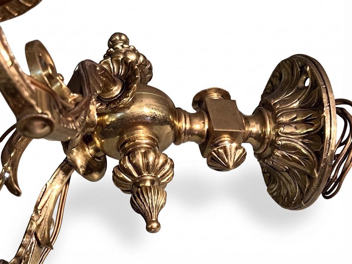 Pair of French Gilt Bronze Three-Arm Wall Sconces, Louis XV Style — France, Early 20th Century