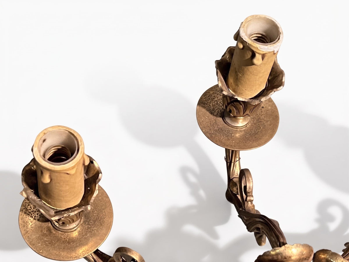 Pair of French Gilt Bronze Three-Arm Wall Sconces, Louis XV Style — France, Early 20th Century
