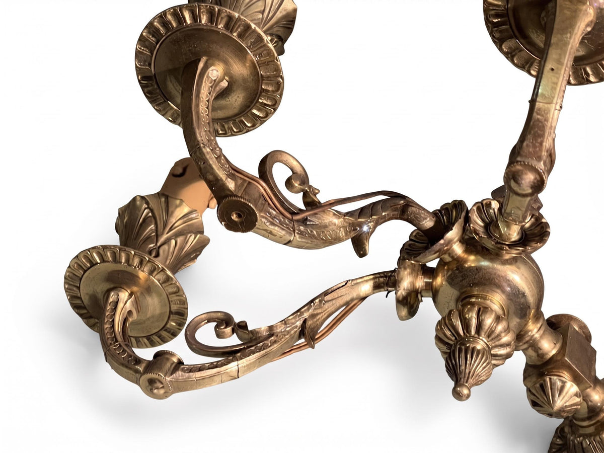 Pair of French Gilt Bronze Three-Arm Wall Sconces, Louis XV Style — France, Early 20th Century