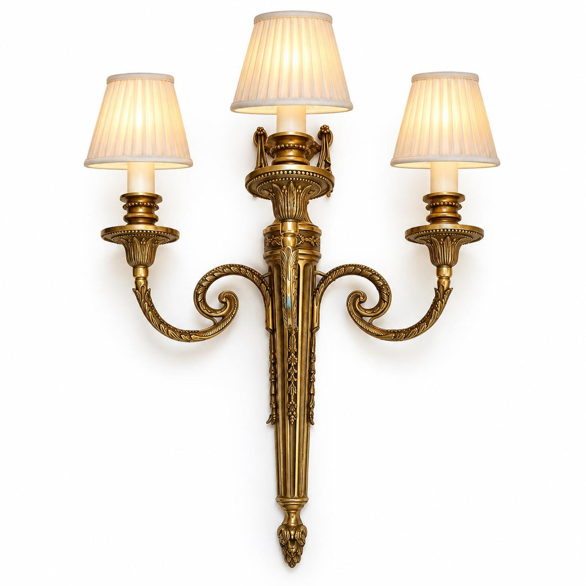 Bronze Wall Sconce, Empire Quiver Form with Three Arms — 20th Century