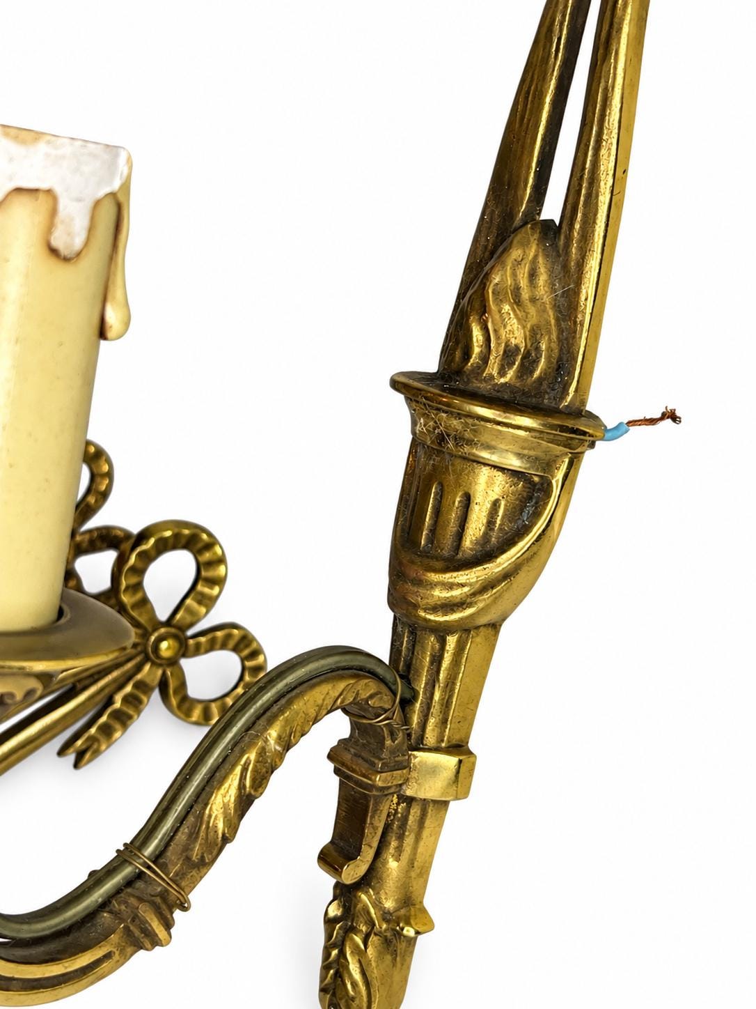 Set of Four French Gilt Bronze Wall Sconces, Louis XVI Bow and Quiver — France, Early 20th Century