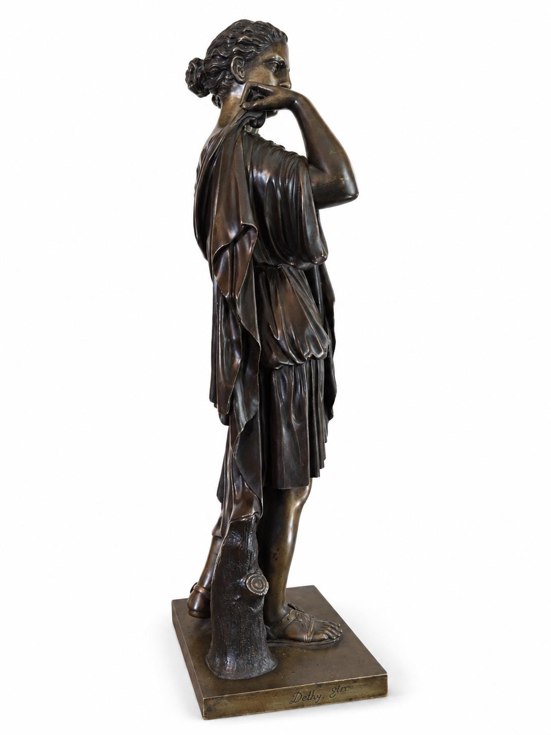 Antique Bronze Diana of Gabies Sculpture, Signed Dethy, After the Antique — France, Late 19th Century