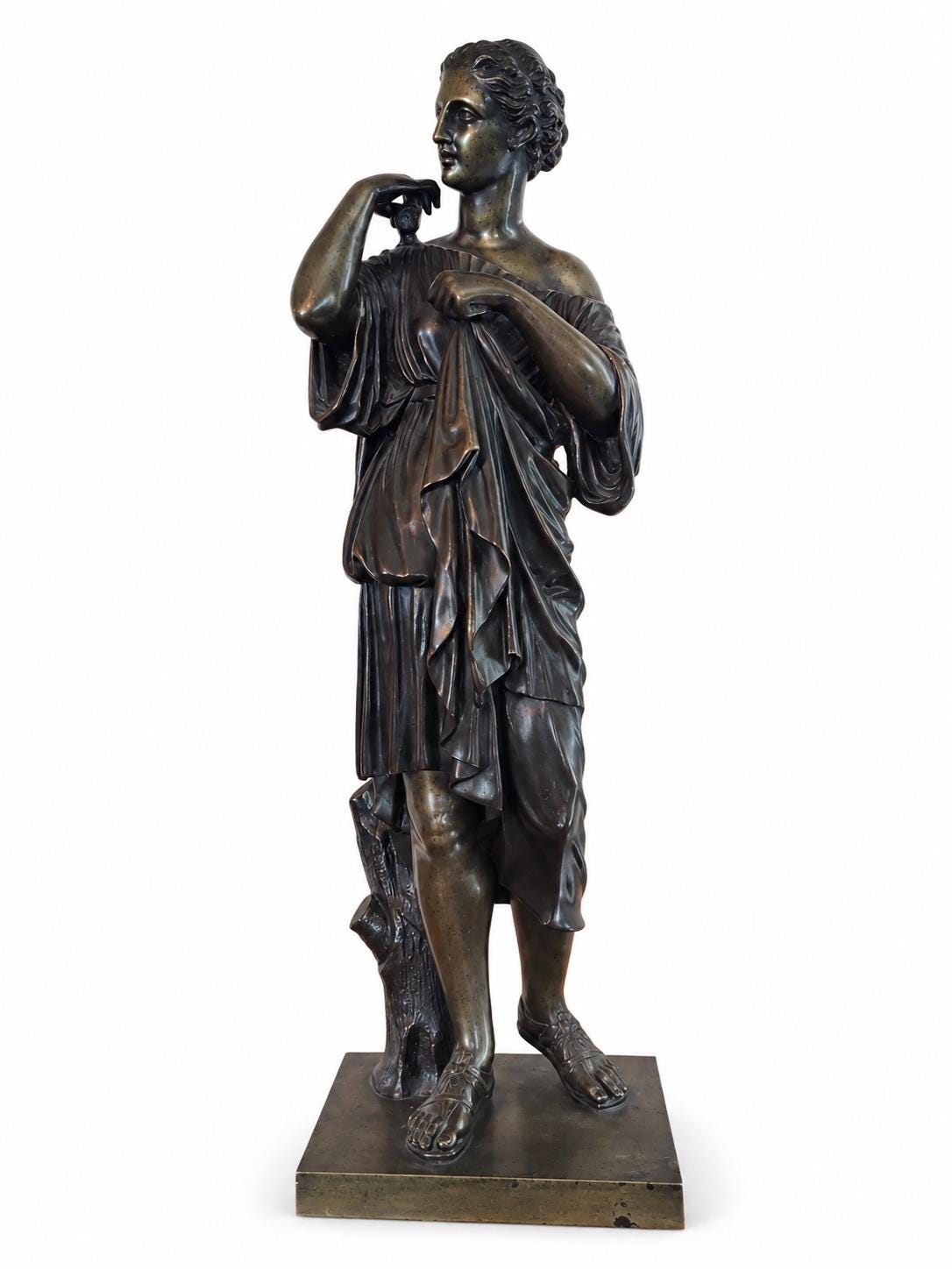 Antique Bronze Diana of Gabies Sculpture, Signed Dethy, After the Antique — France, Late 19th Century