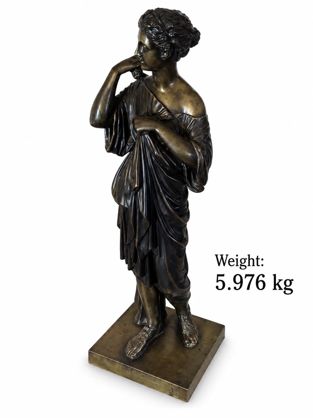 Antique Bronze Diana of Gabies Sculpture, Signed Dethy, After the Antique — France, Late 19th Century