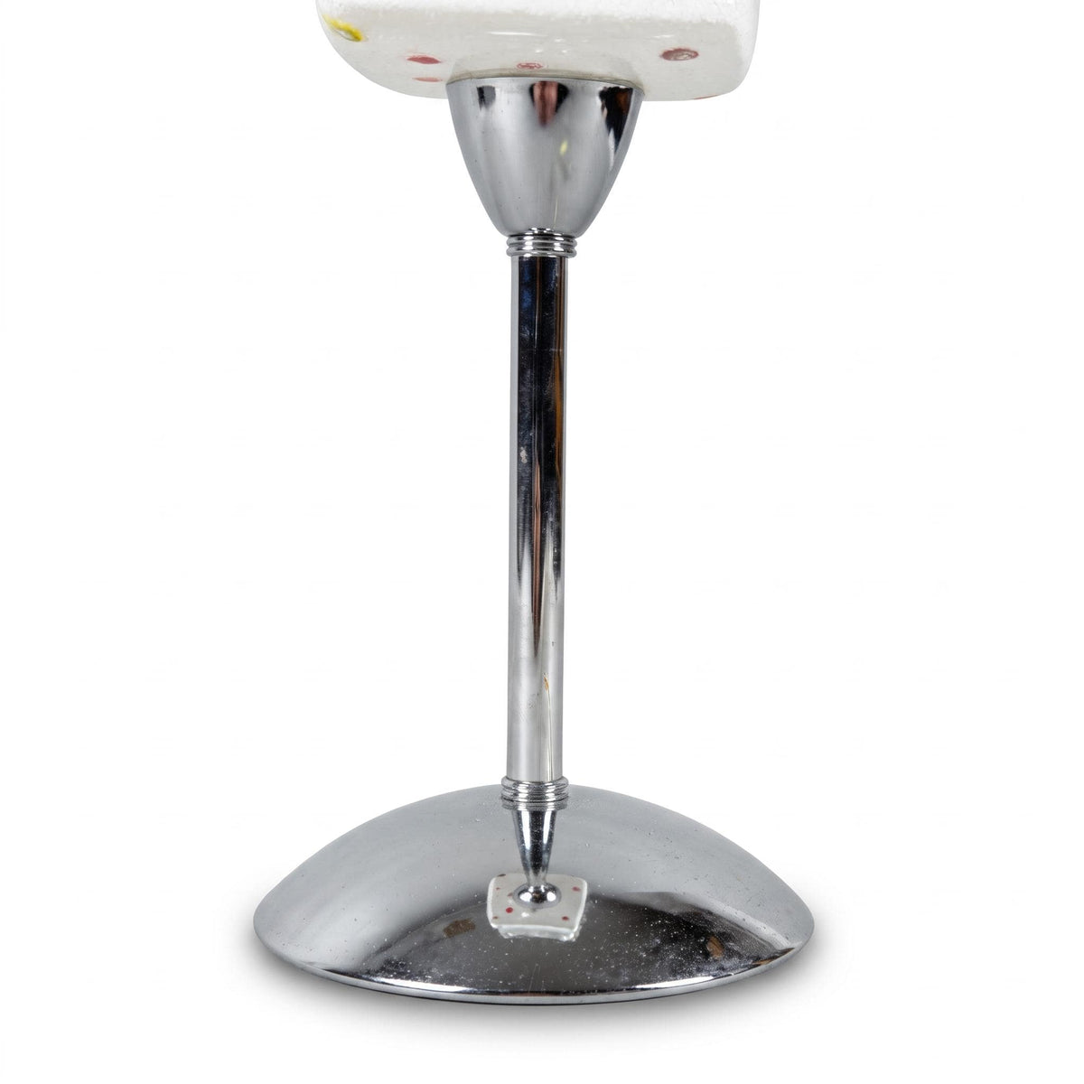 Murano Glass Table Lamp, Pulegoso Glass Shade with Millefiori on Chrome Stem — Italian, 1970s