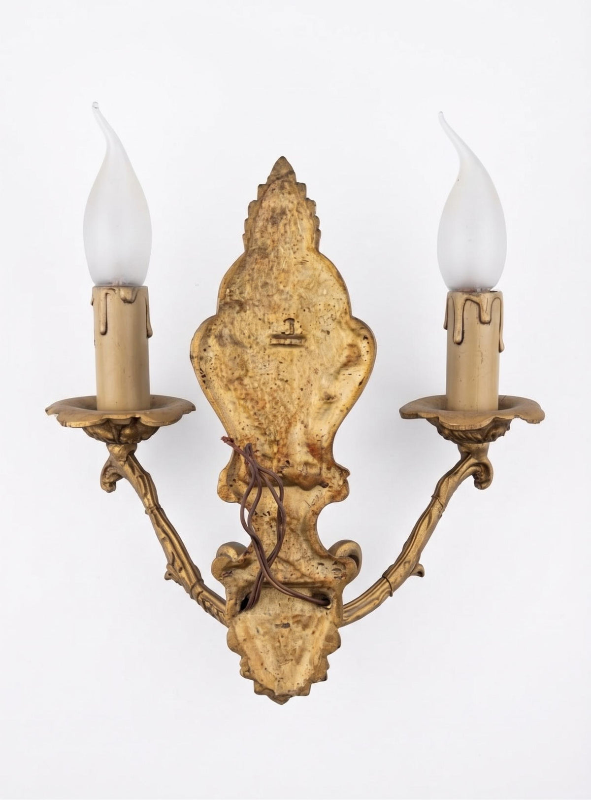 Louis XV Style Bronze Wall Sconces Pair, Rocaille Two Arm Sconces, Terras Lyon — French, 1970s–80s
