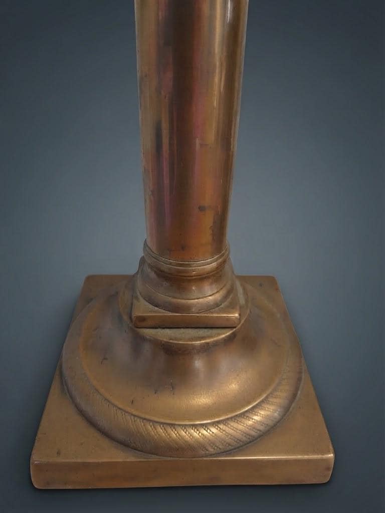 Pair of Antique Bronze Candlesticks, Louis XVI Empire Style Fluted Column — France, 19th Century