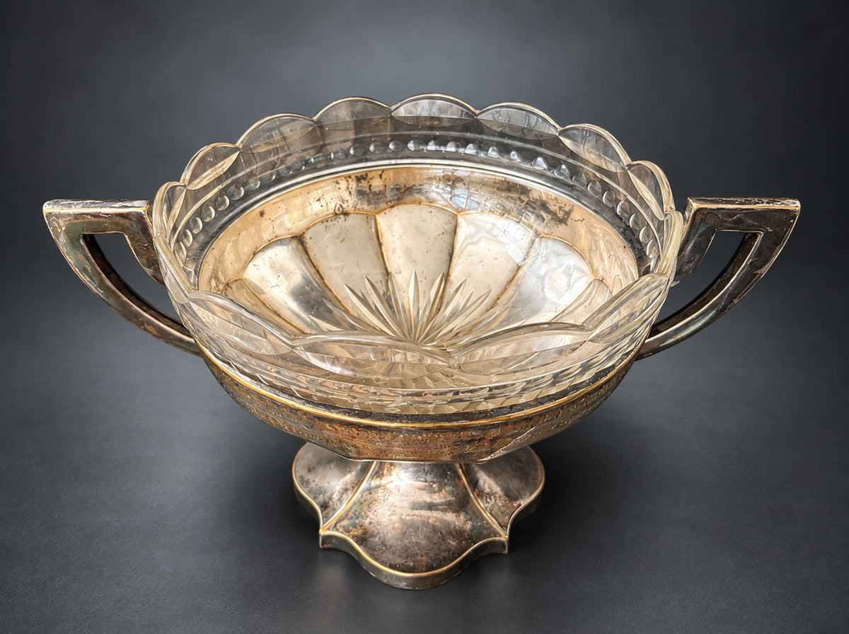 Antique Swiss Military Trophy 1927, Art Deco Silvered Cup, Cavalry Telephone Operators — Switzerland, 1927