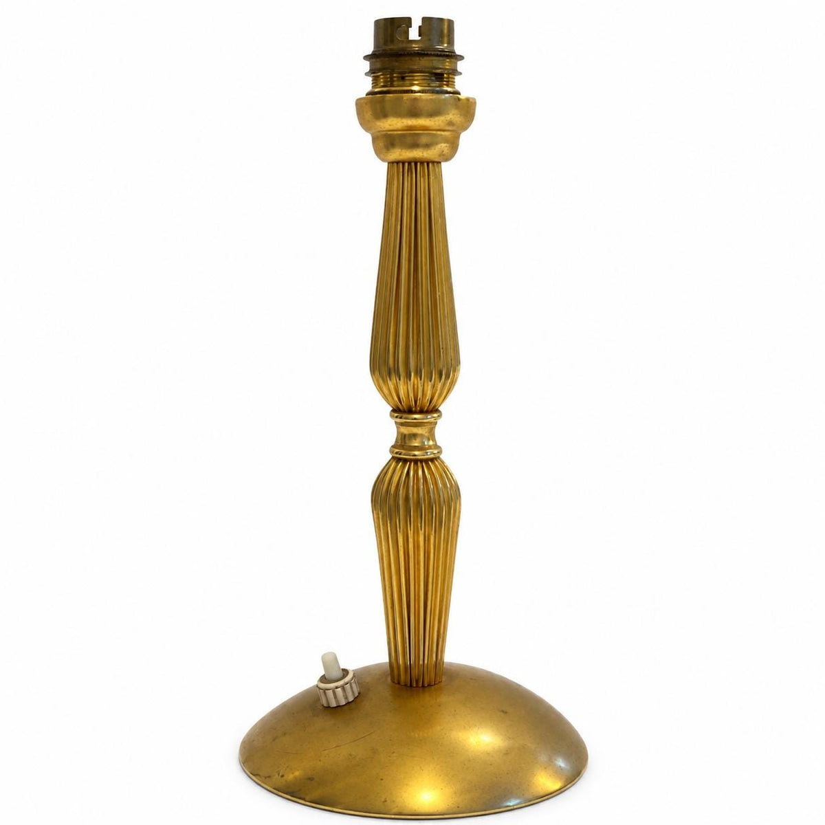 Gilt Metal Lamp Base, Fluted Baluster Column, Mid-Century Table Lamp Base