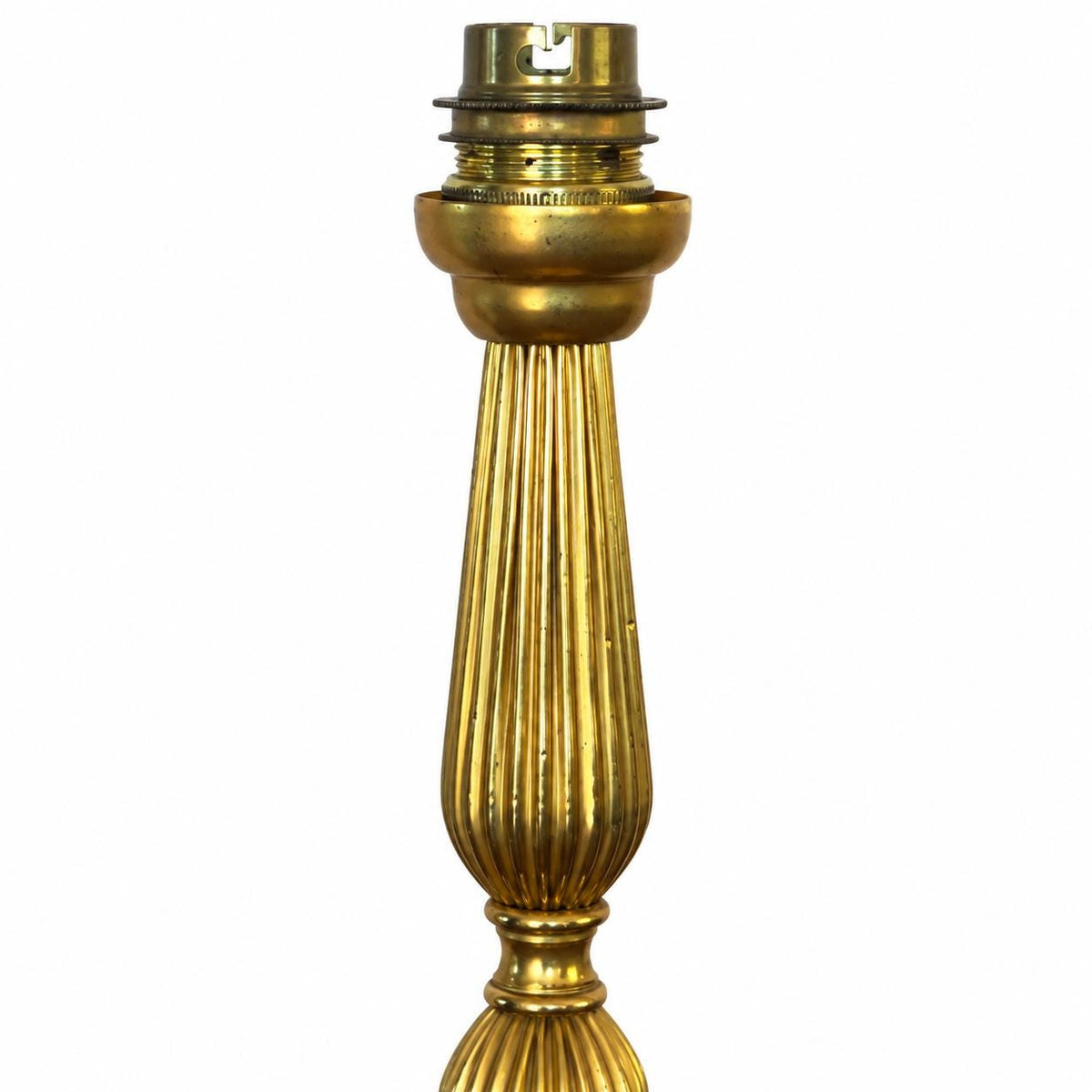 Gilt Metal Lamp Base, Fluted Baluster Column, Mid-Century Table Lamp Base