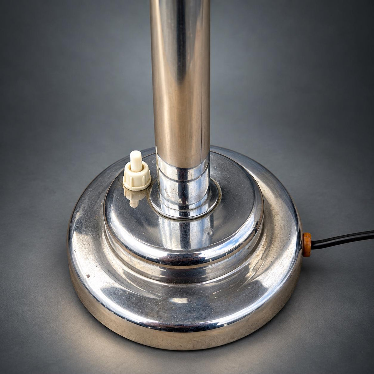 Chrome Mushroom-Form Table Lamp with Domed Reflector Shade