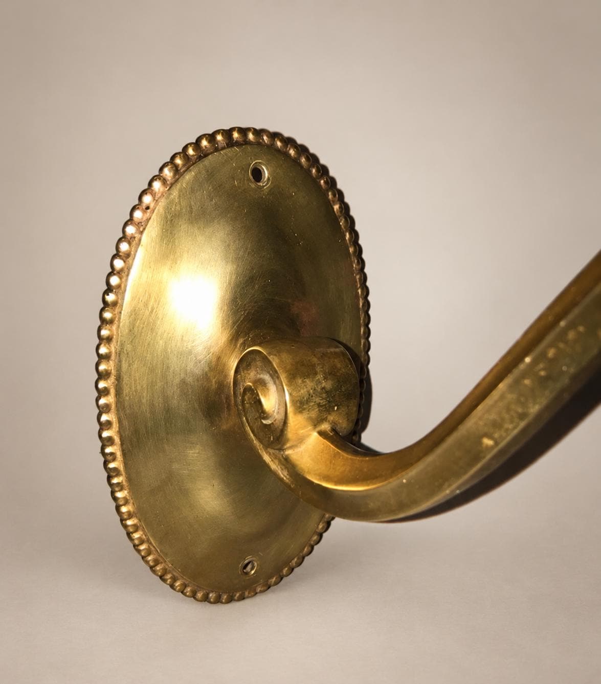 French Art Deco Brass Wall Sconce with Speckled Glass Globe