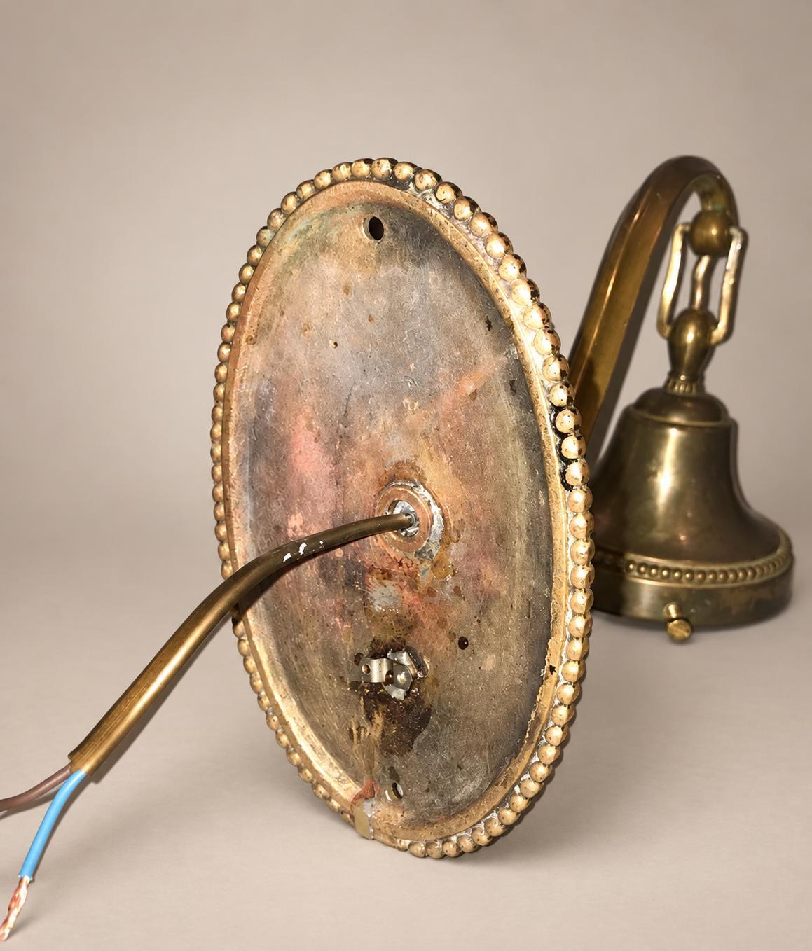 French Art Deco Brass Wall Sconce with Speckled Glass Globe