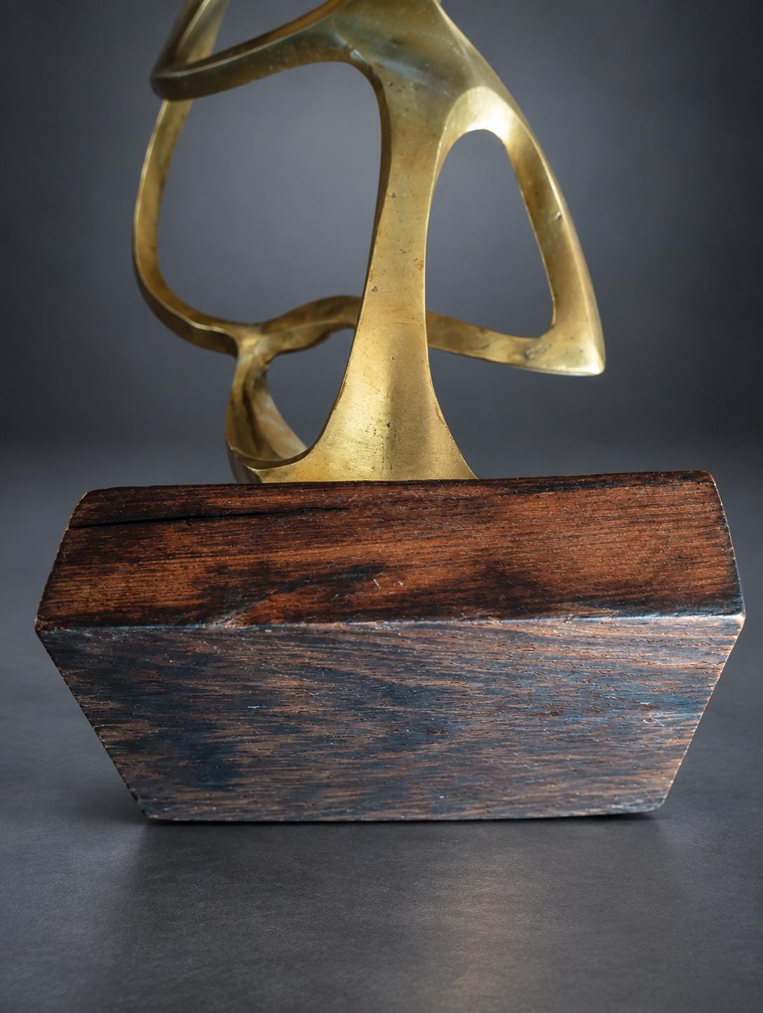 Patinated Metal Sculpture of a Harpist, Abstract Figural Form, Hagenauer Werkstätte Style