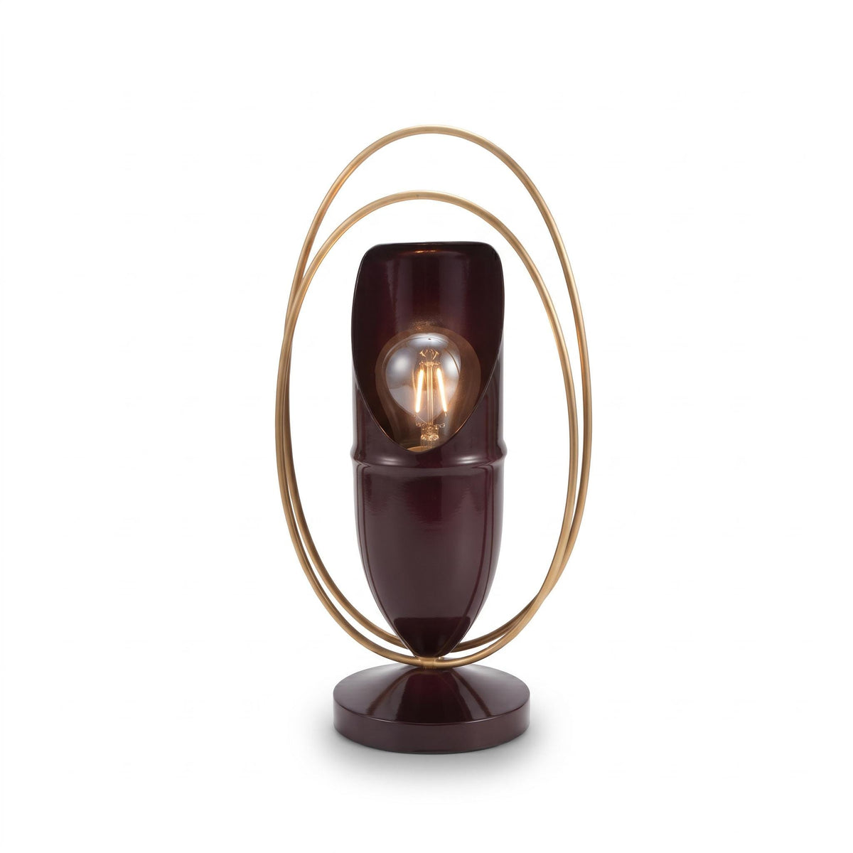 Art Deco Bakelite and Chrome Table Lamp, Teardrop Shade with Orbiting Rings