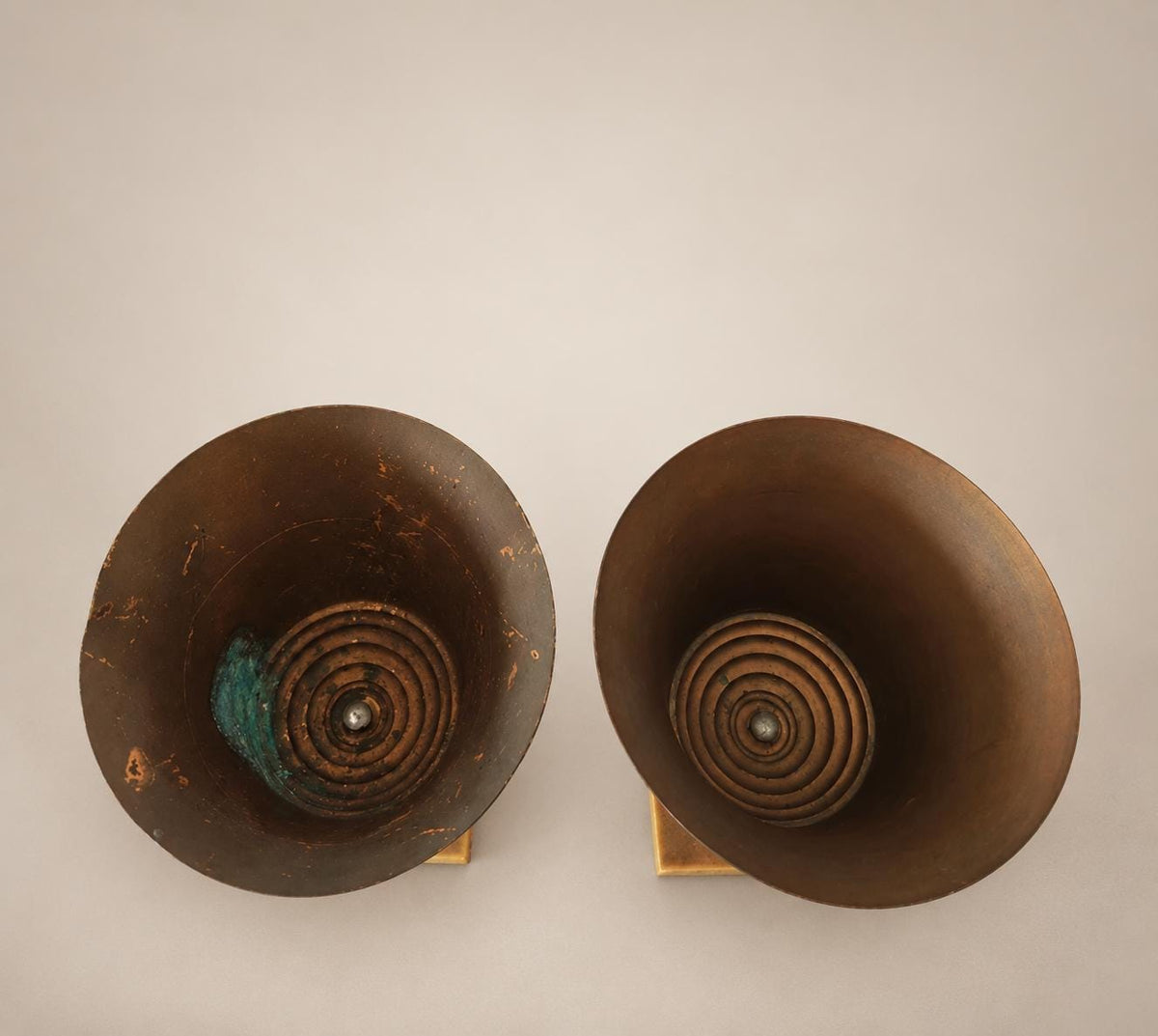 Pair of Belgian Art Deco Brass Vases, Signed A. Ducobu, Marine Scene on Onyx Bases — Belgium, circa 1930