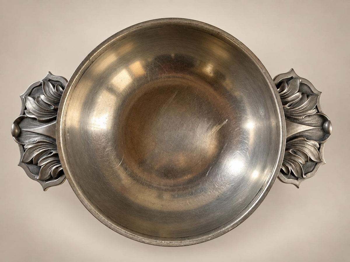 French Art Nouveau Fine Pewter Covered Tureen and Plateau Signed J. Sitoleux