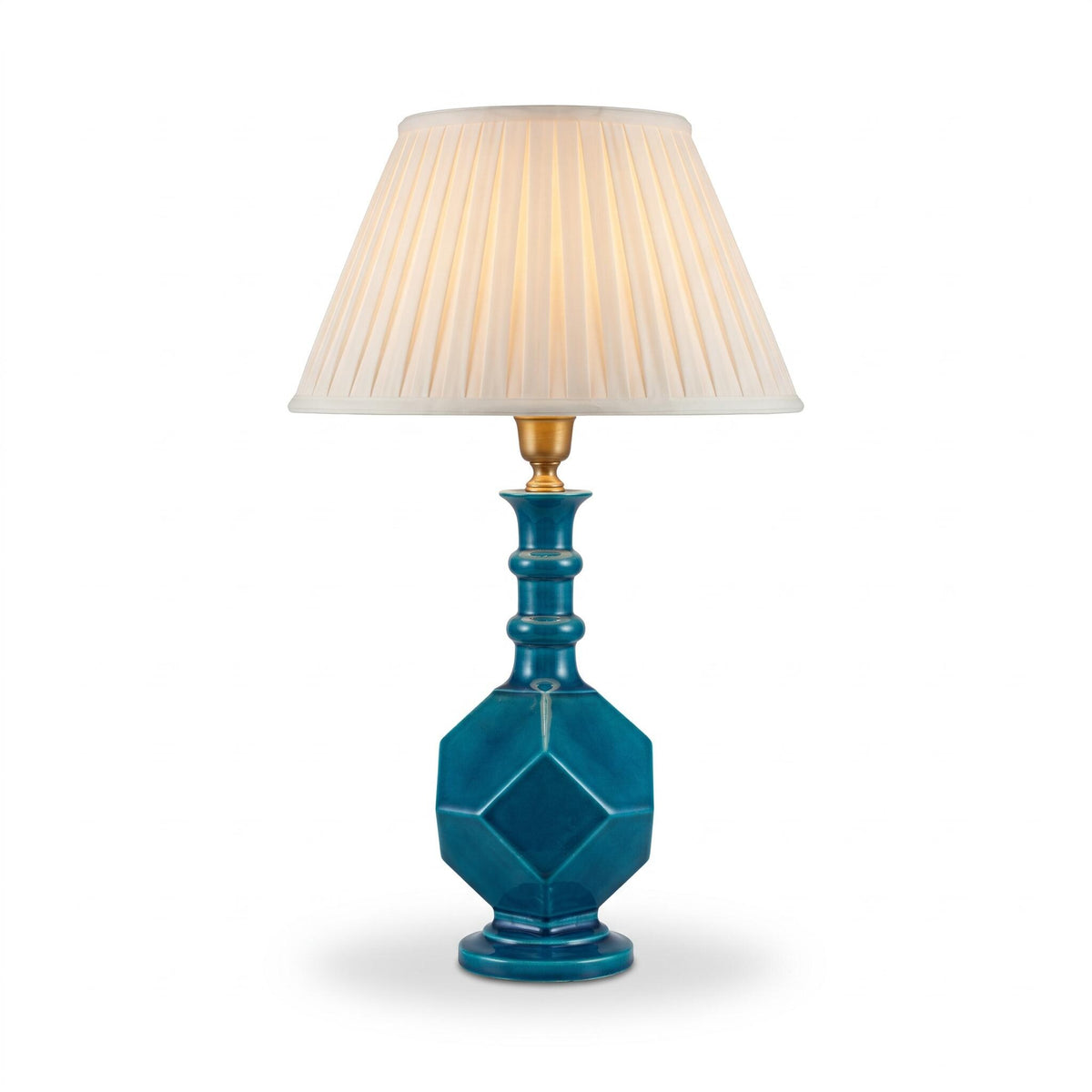 Vintage Italian Mid-Century Turquoise Glazed Ceramic Table Lamp by Zaccagnini Florence