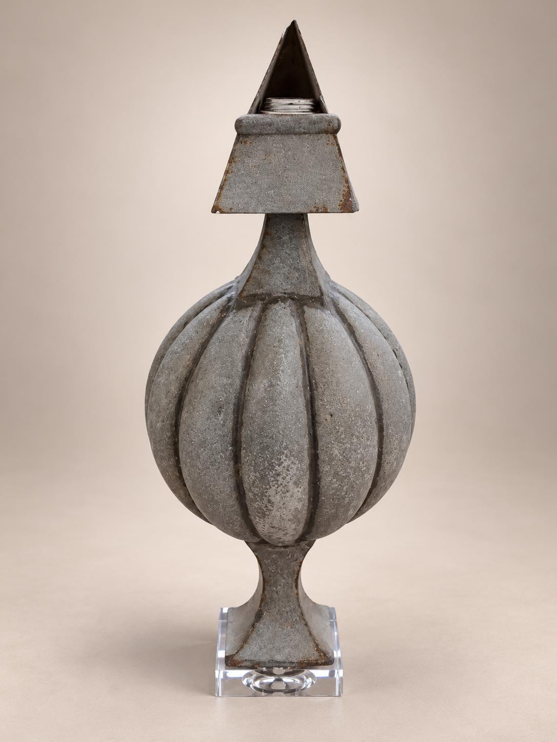 French Vintage Architectural Zinc Roof Finial Converted Table Lamp