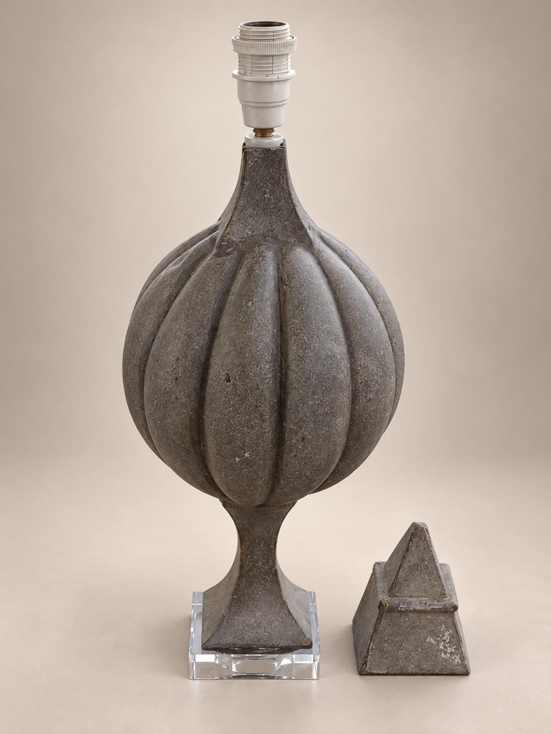 French Vintage Architectural Zinc Roof Finial Converted Table Lamp
