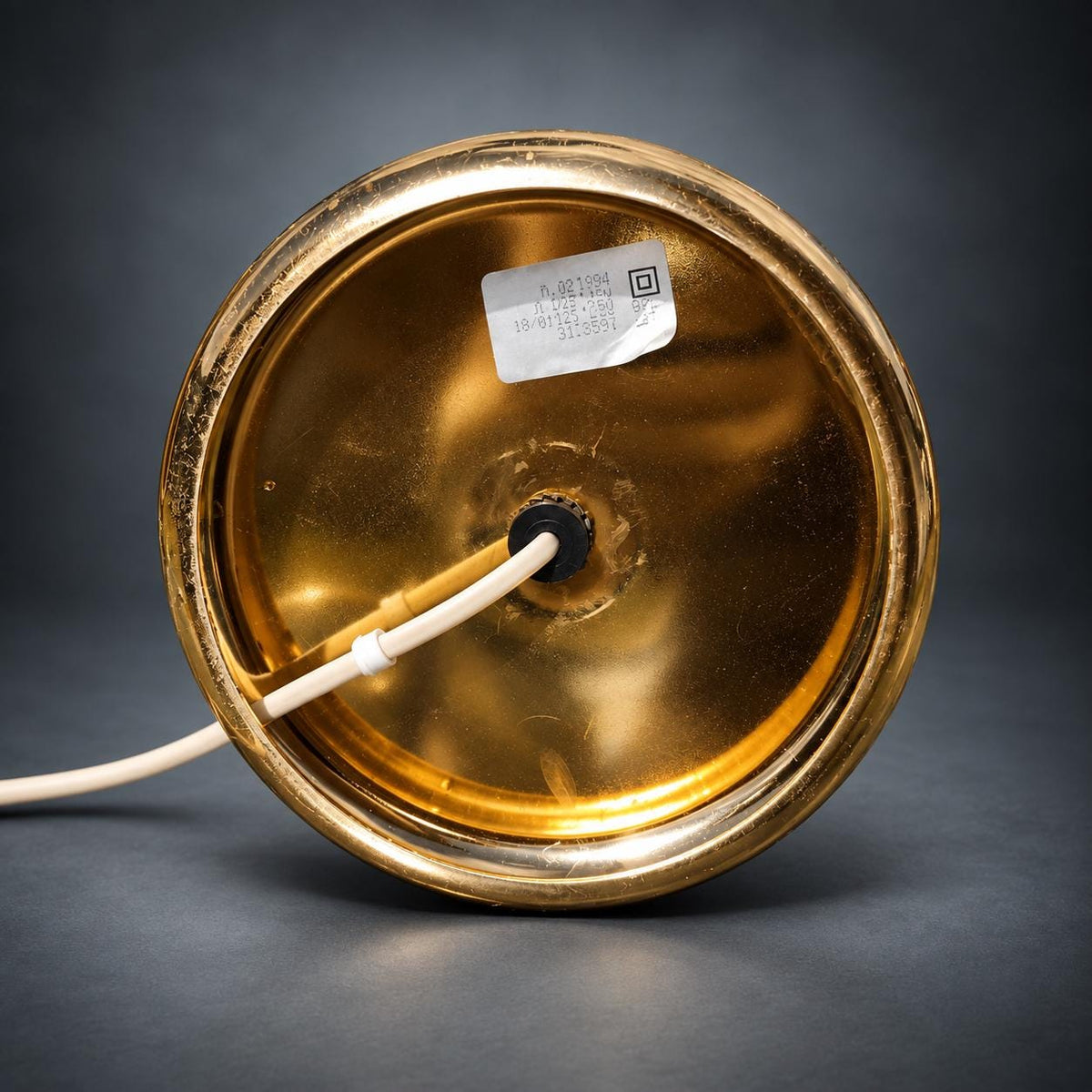 Hollywood Regency Table Lamp, Silver-Tone Ribbed Column with Gold-Tone Rings and Base, Two-Tone Metal Lamp Base