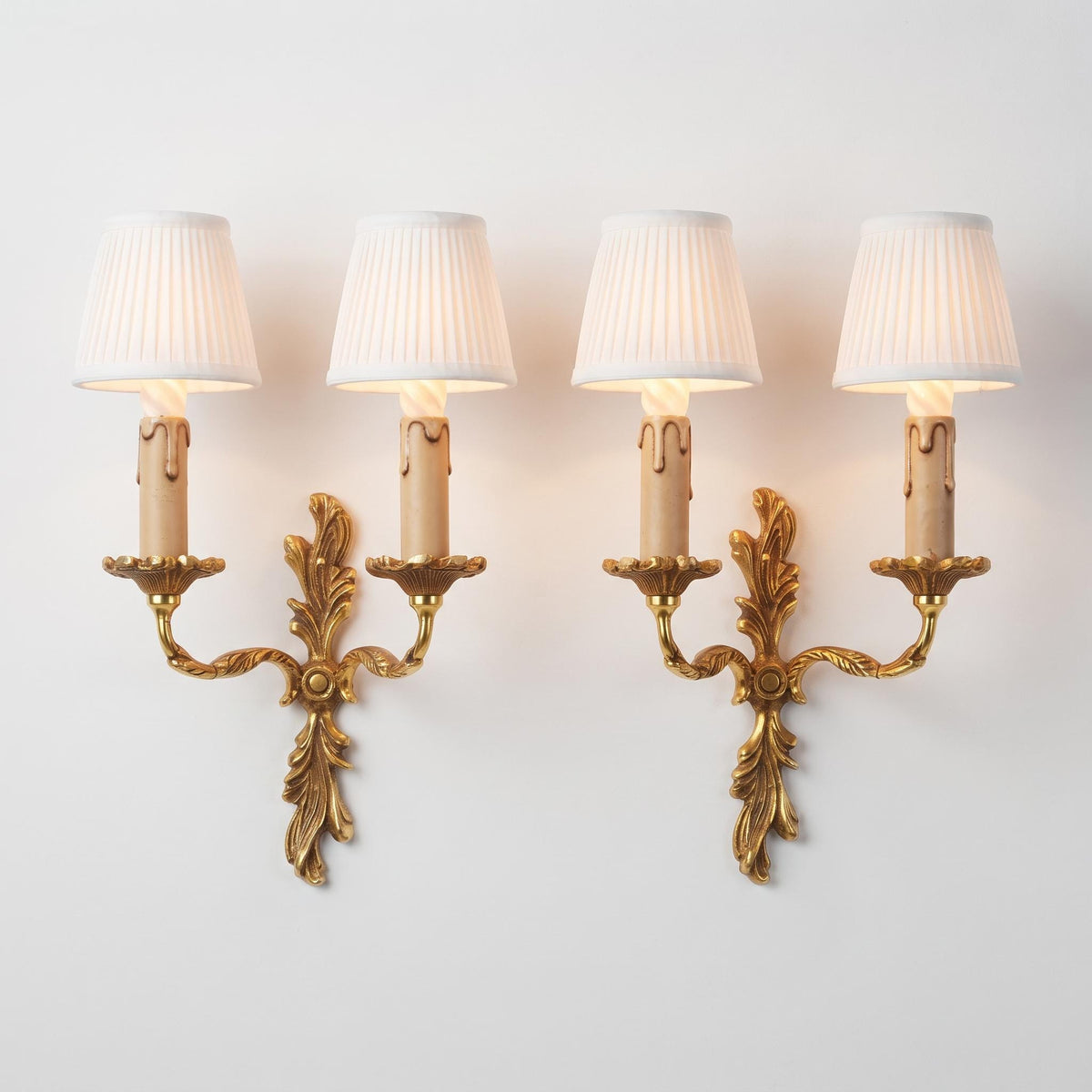 Pair of French Gilt Bronze Wall Sconces, Louis XV Style — France, Vintage