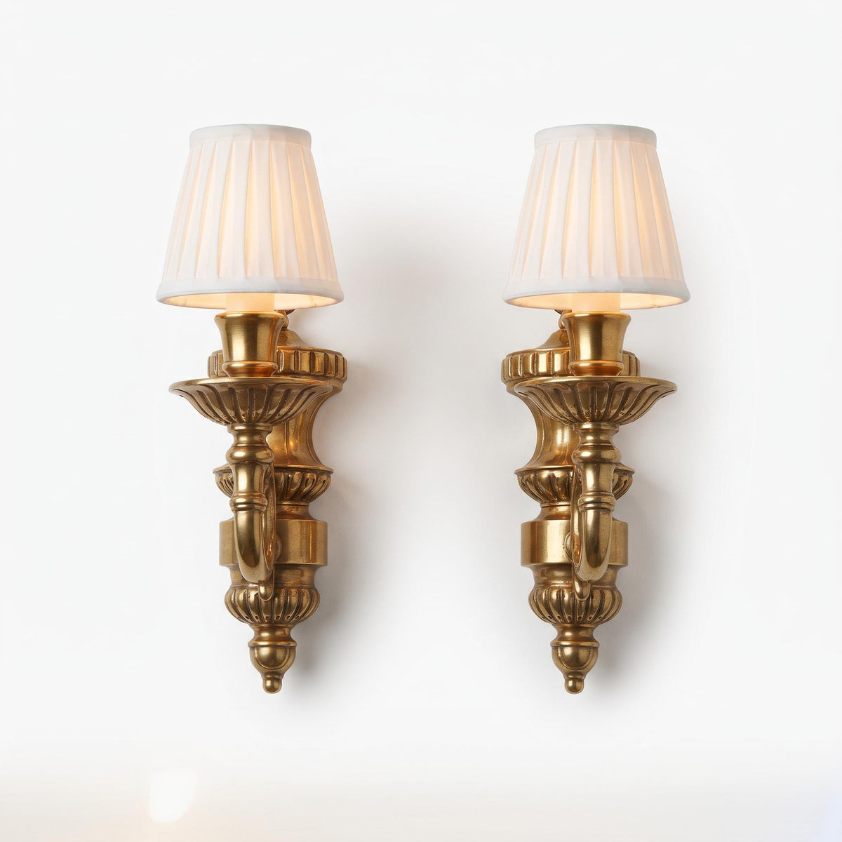 Pair of French Gilt Bronze Wall Sconces Rocaille Style — France, Vintage