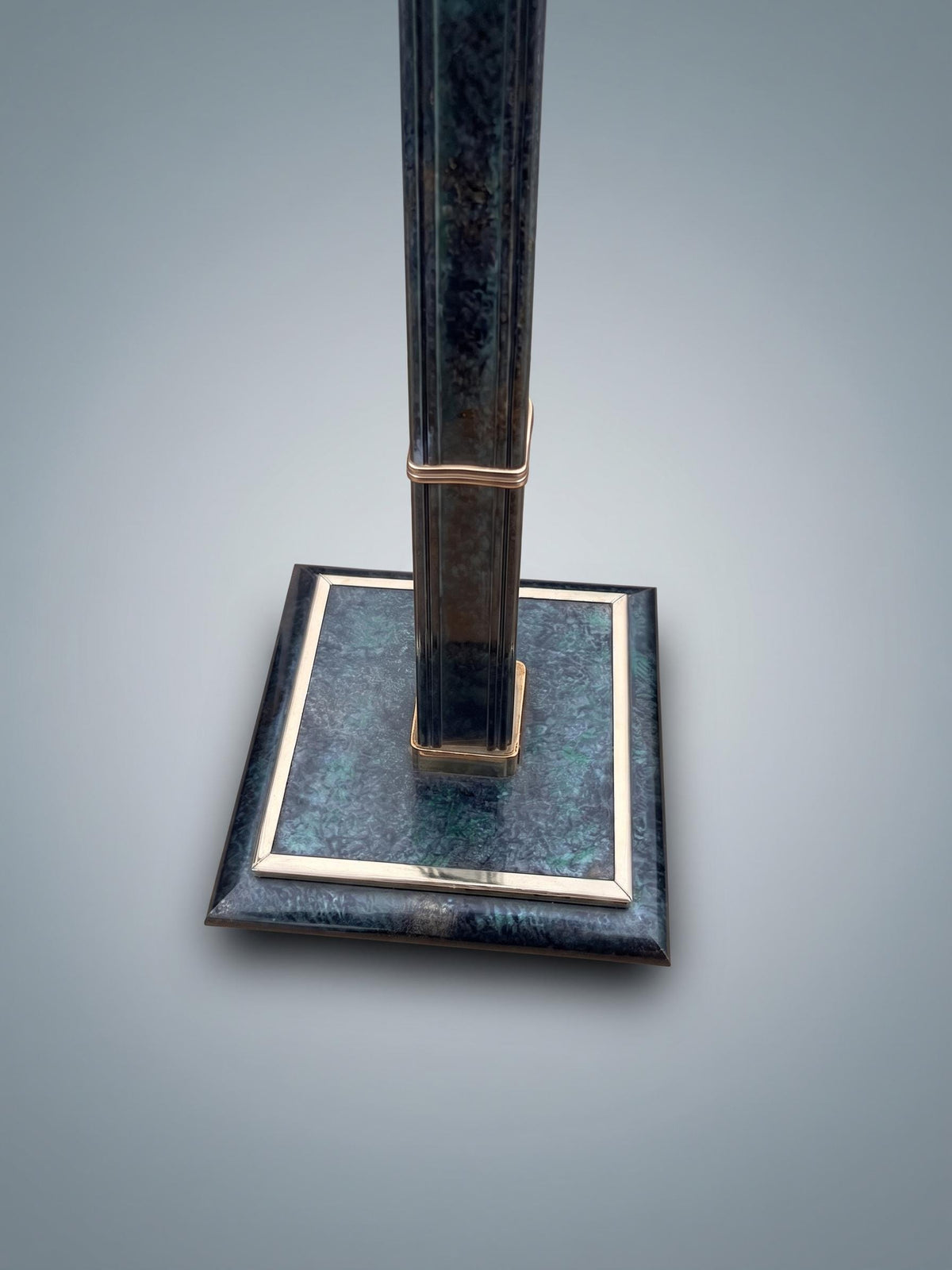 Vintage Table Lamp, Robert de Schuytener, Black Column with Gilt Brass — Belgium, circa 1970