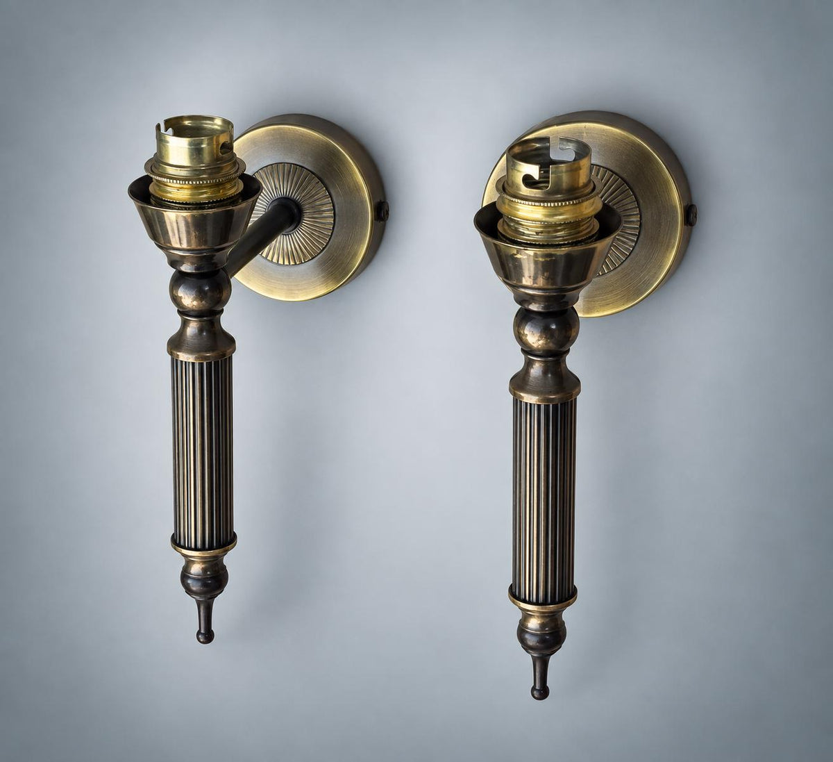 Pair of Patinated Brass Wall Sconces Mid-Century — 1960s
